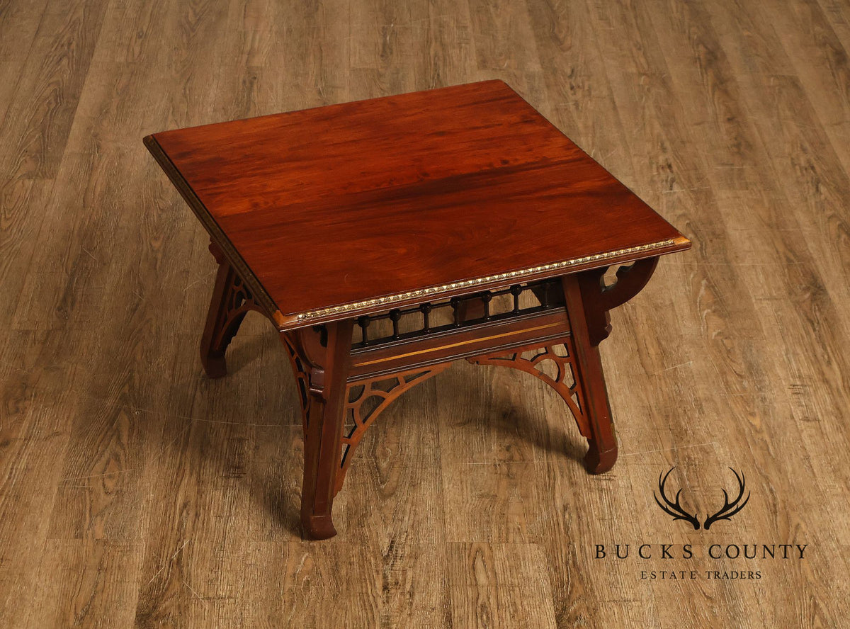 Gothic Revival Style Carved Walnut Coffee Table