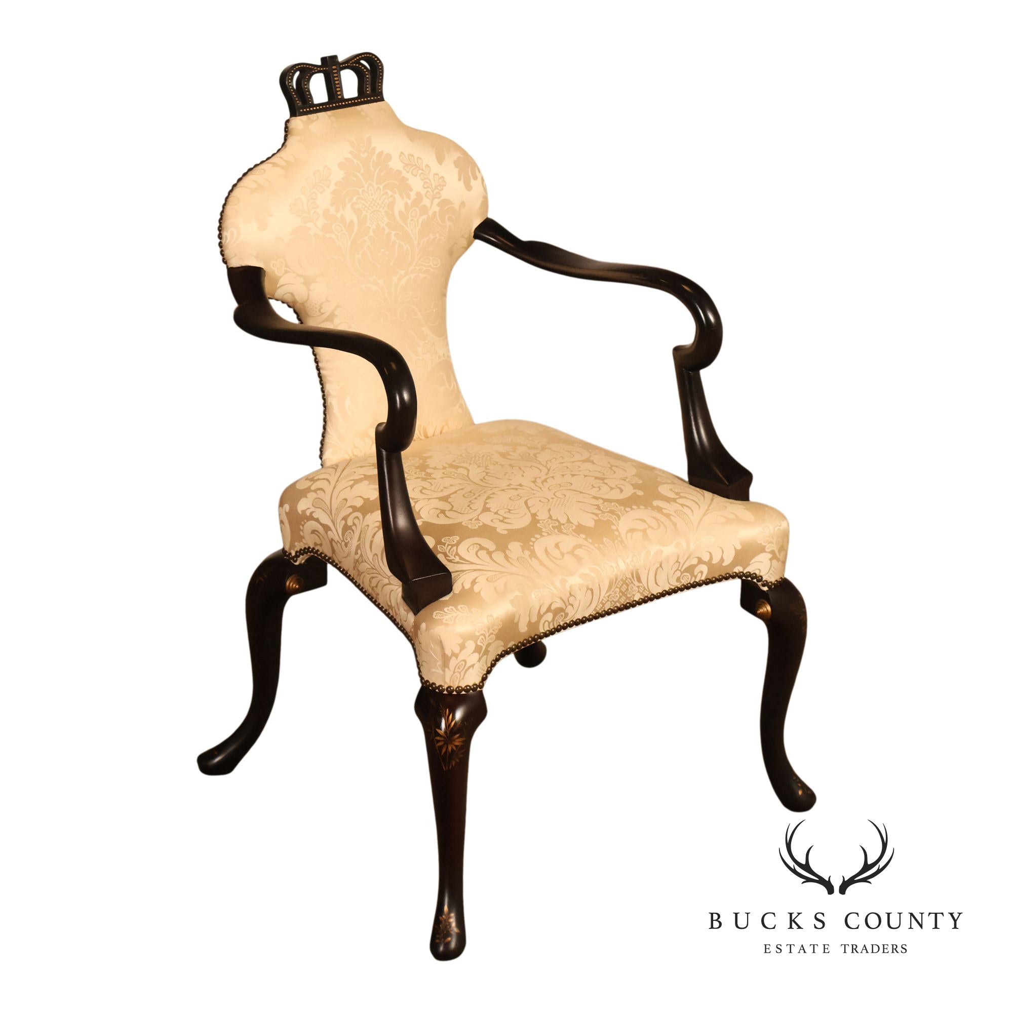 Baker Stately Homes Queen Anne Style Crown Armchair