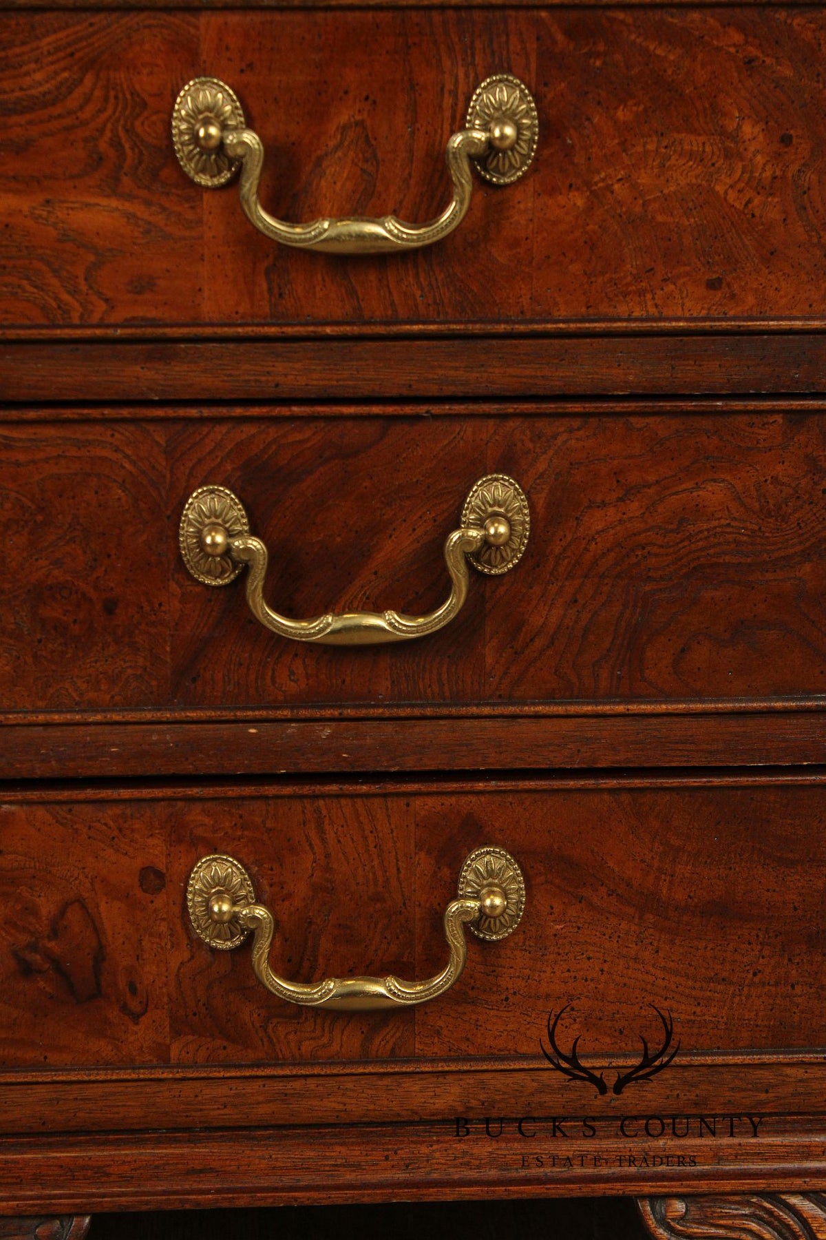 Hekman Georgian Style Leather Top Burlwood Side Table