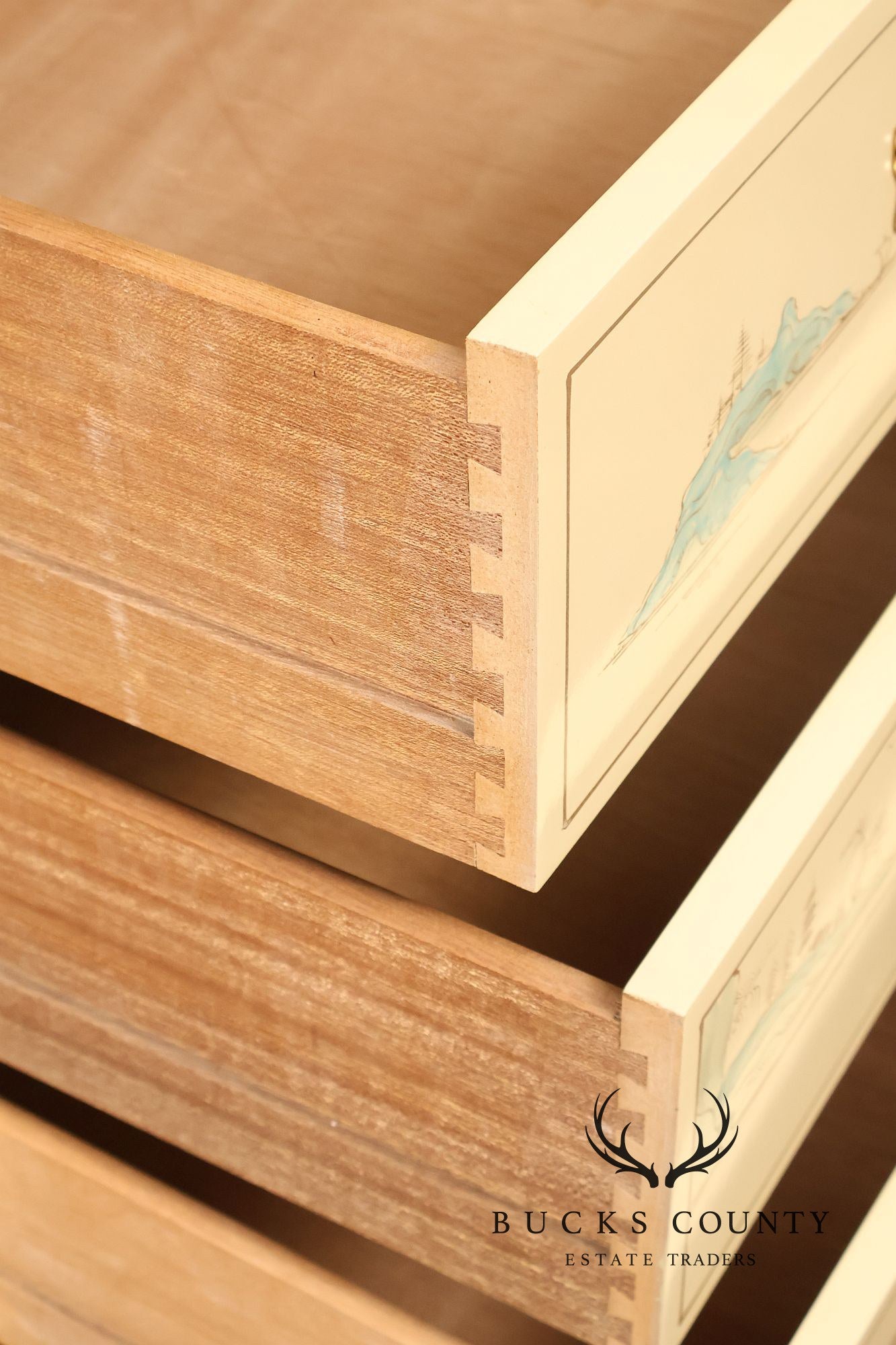 Chinoiserie Hand Painted Decorated Tall Chest