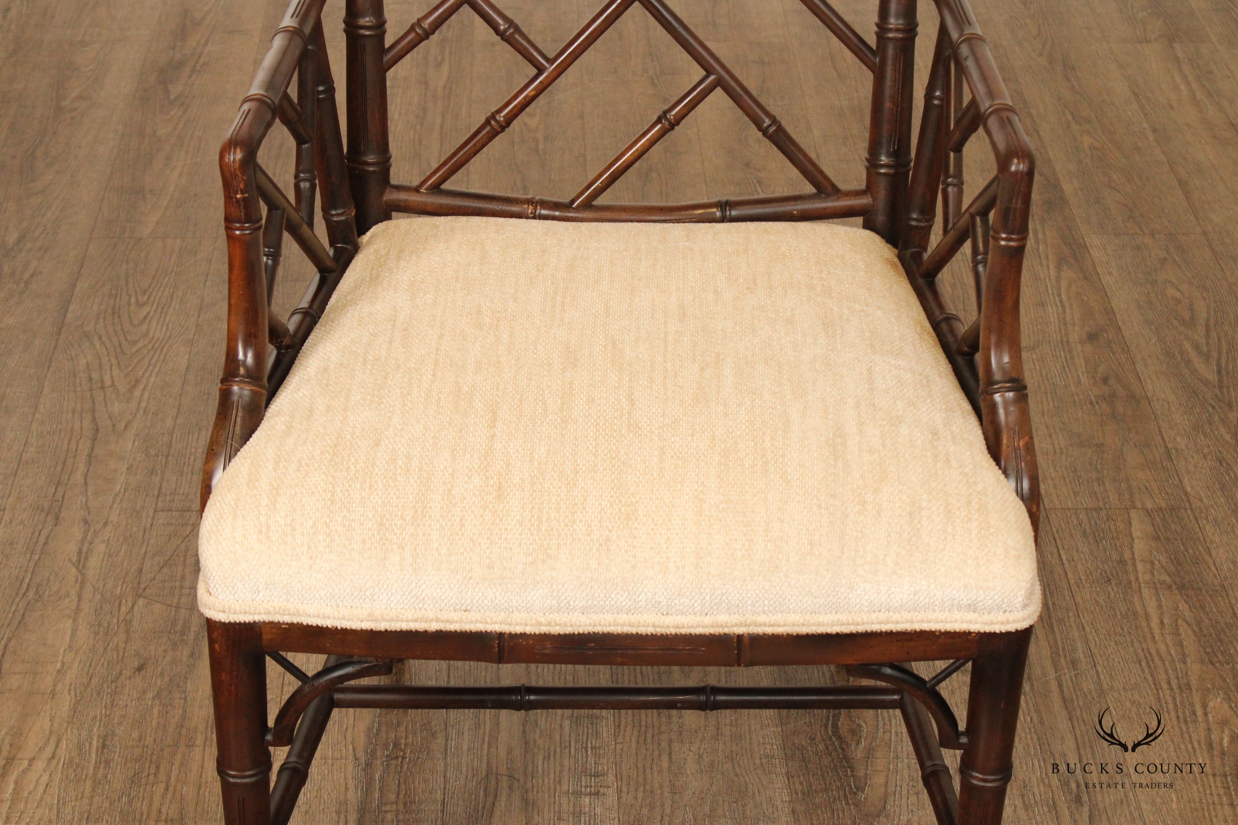 CHINESE CHIPPENDALE STYLE FAUX BAMBOO ARMCHAIR