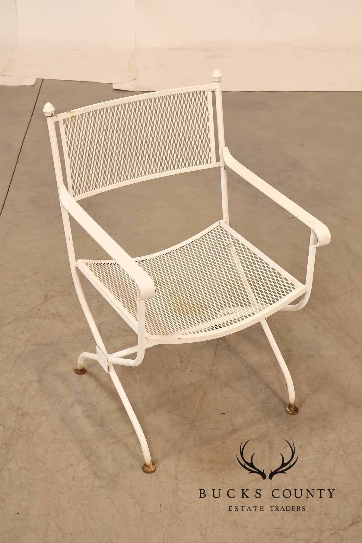 Vintage Set of Four Wrought Iron Patio Armchairs
