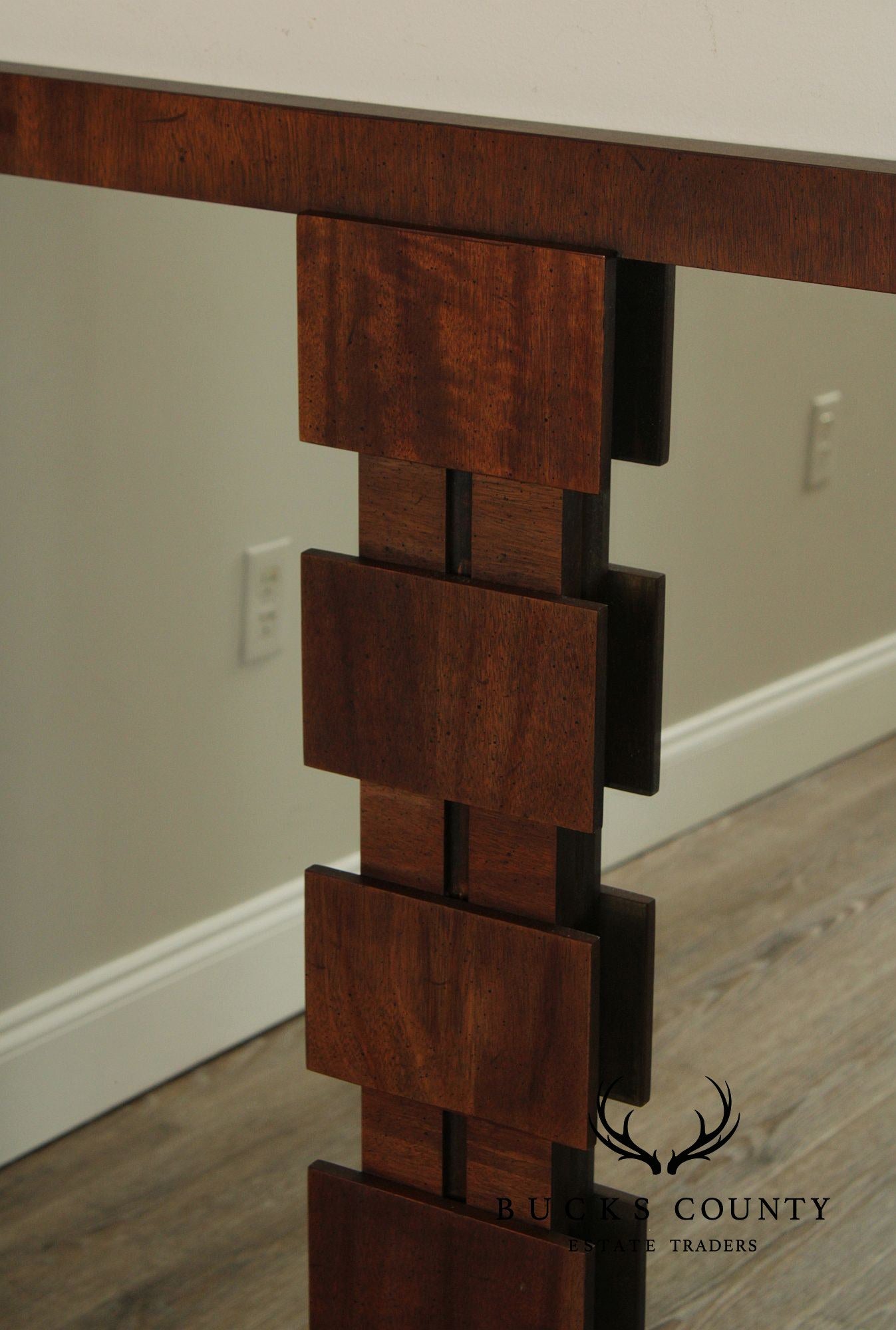 Lane 'Staccato' Brutalist Walnut Wall Mirror