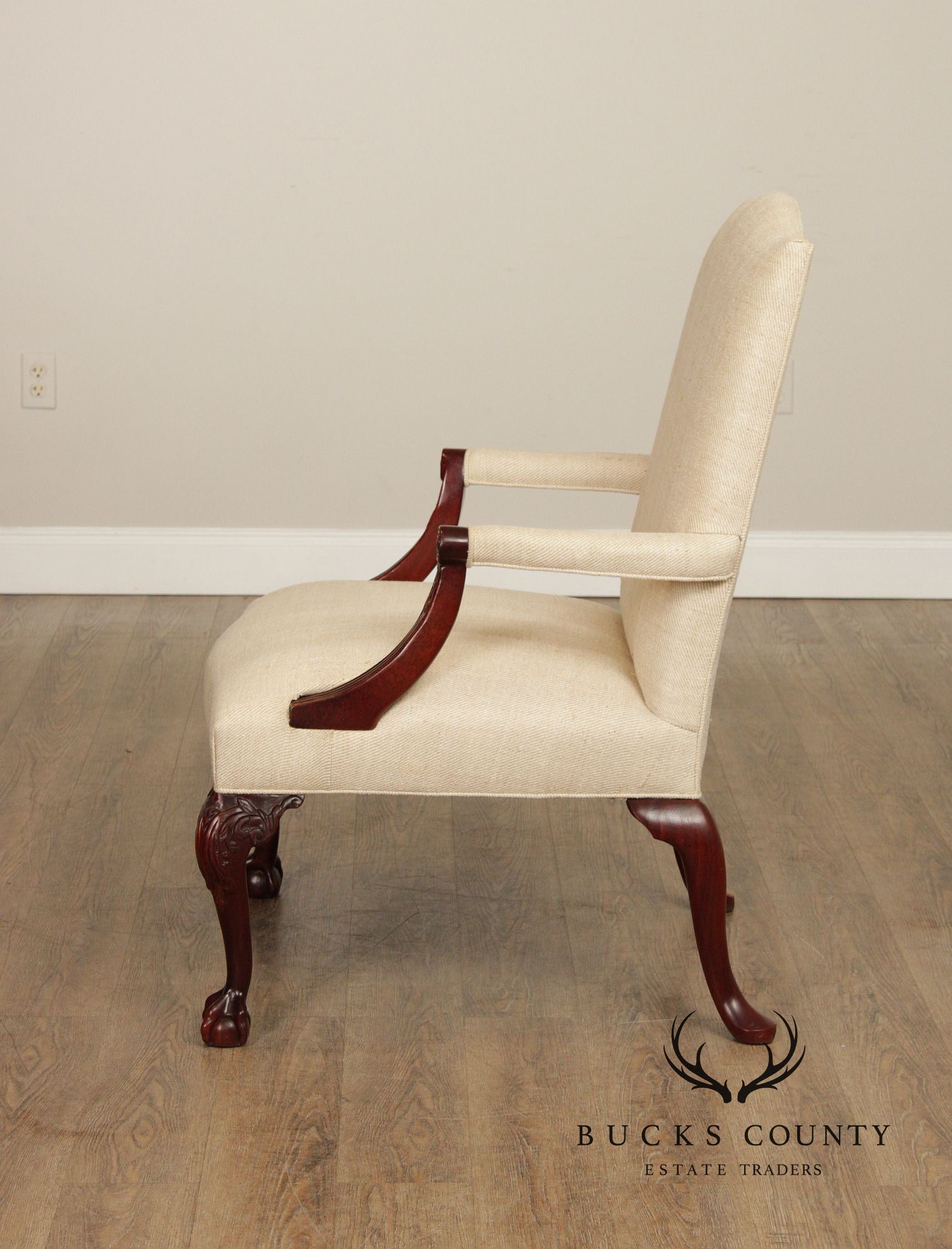 Georgian Style Mahogany Gainsborough Library Armchair