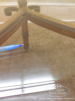 Vintage Spanish Mediterranean Style Walnut Scrolled Metal Glass Top Coffee Table