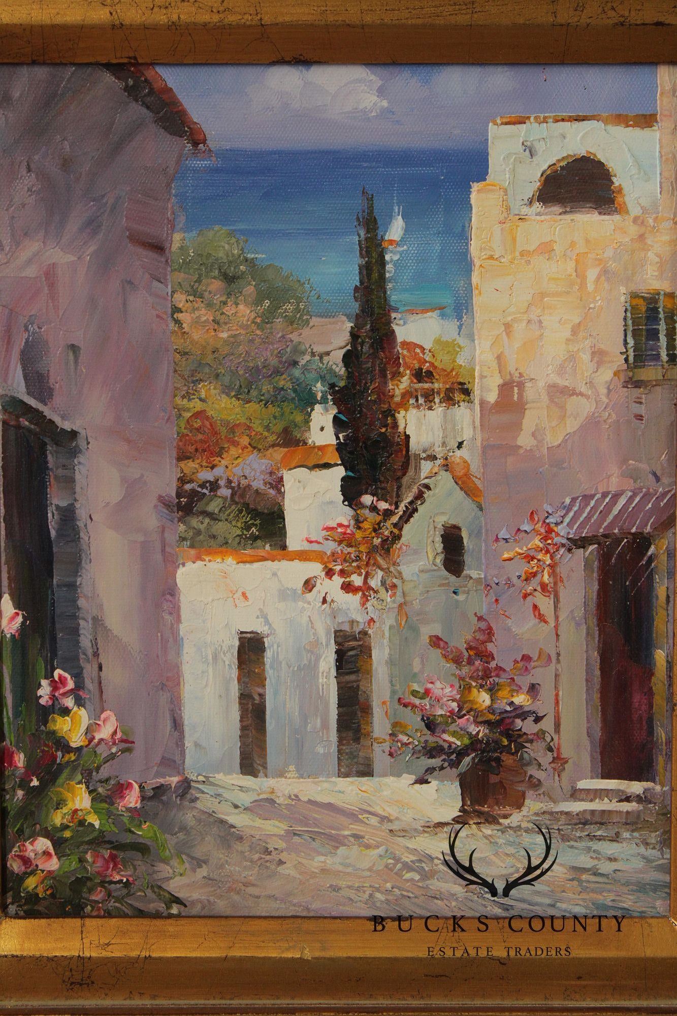 Impressionist Style Oil Painting, Italian Villagescape