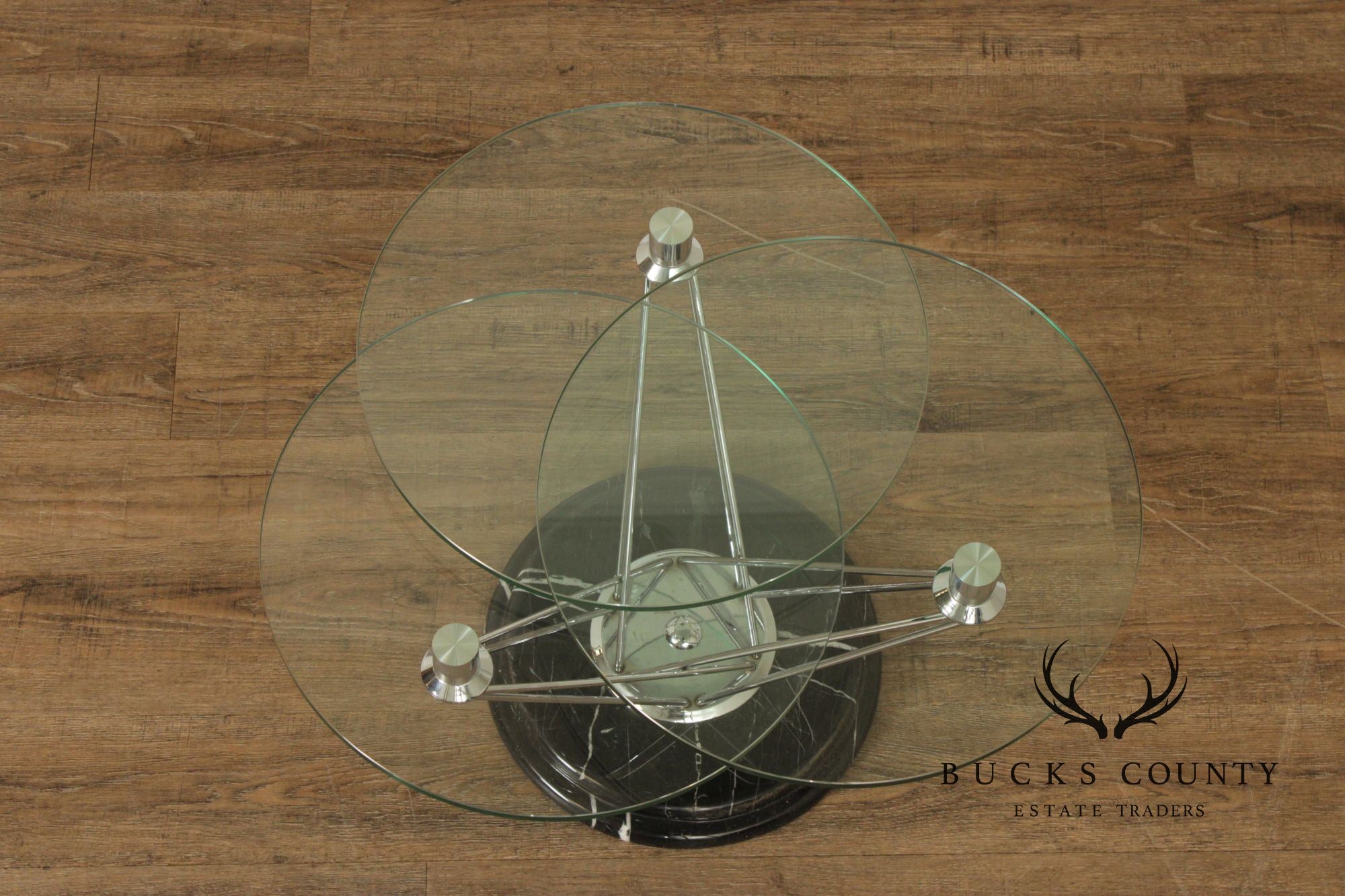 Modern Glass Top Marble Swivel Side Table