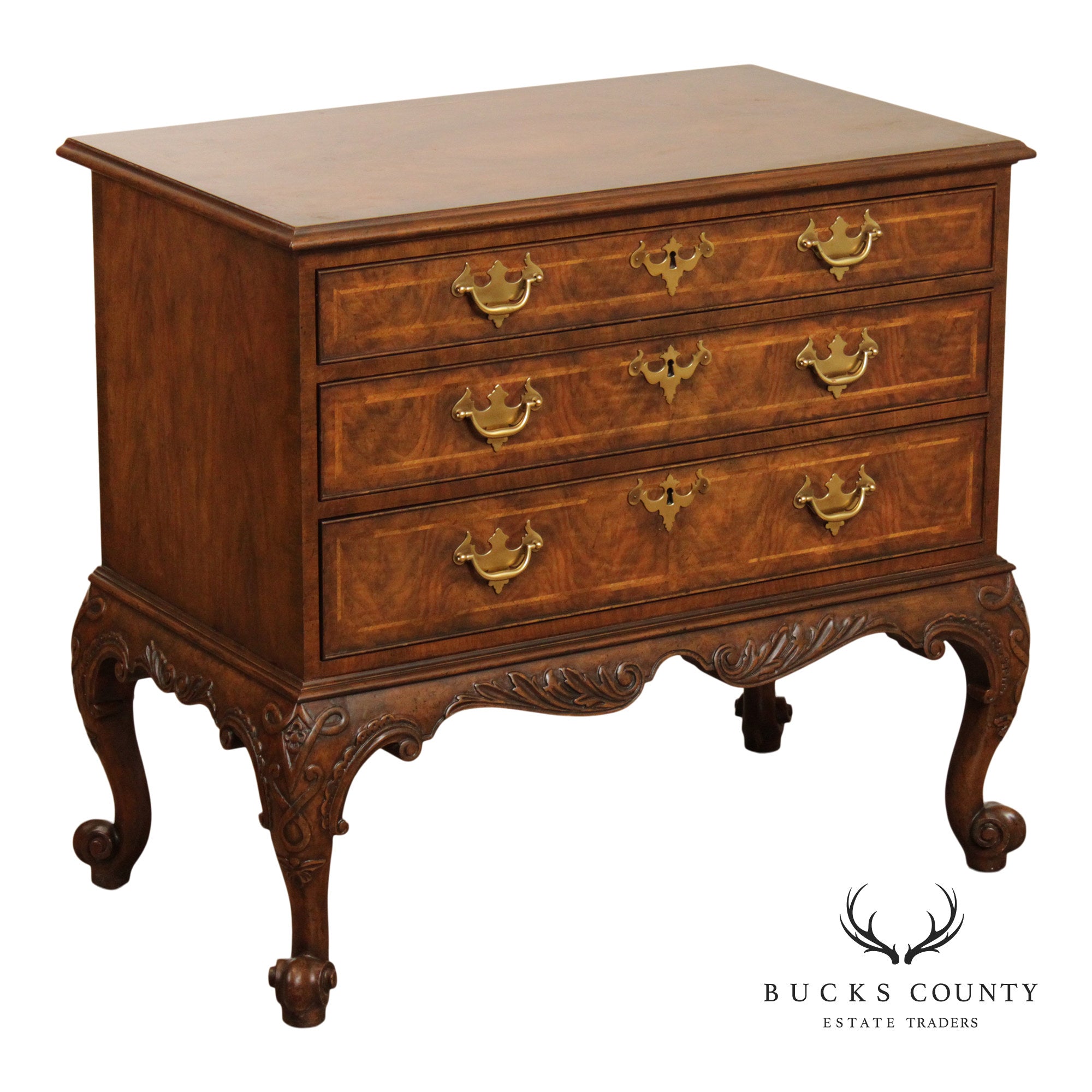 Baker Stately Homes Georgian Style Walnut Chest Of Drawers