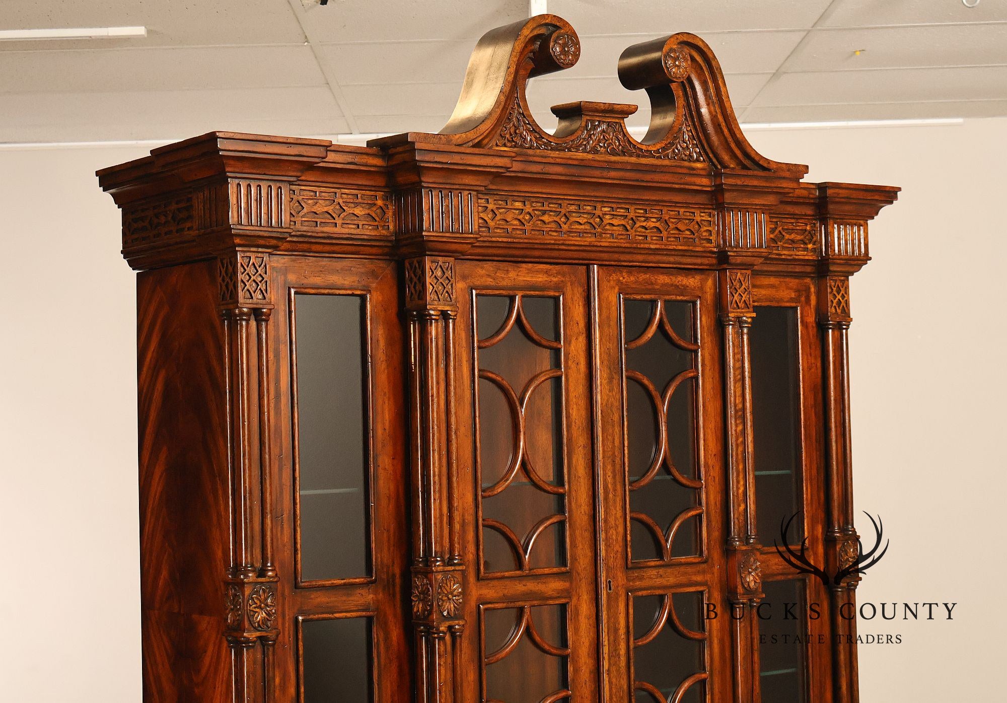 Maitland Smith Georgian Style Mahogany Secretary Bookcase