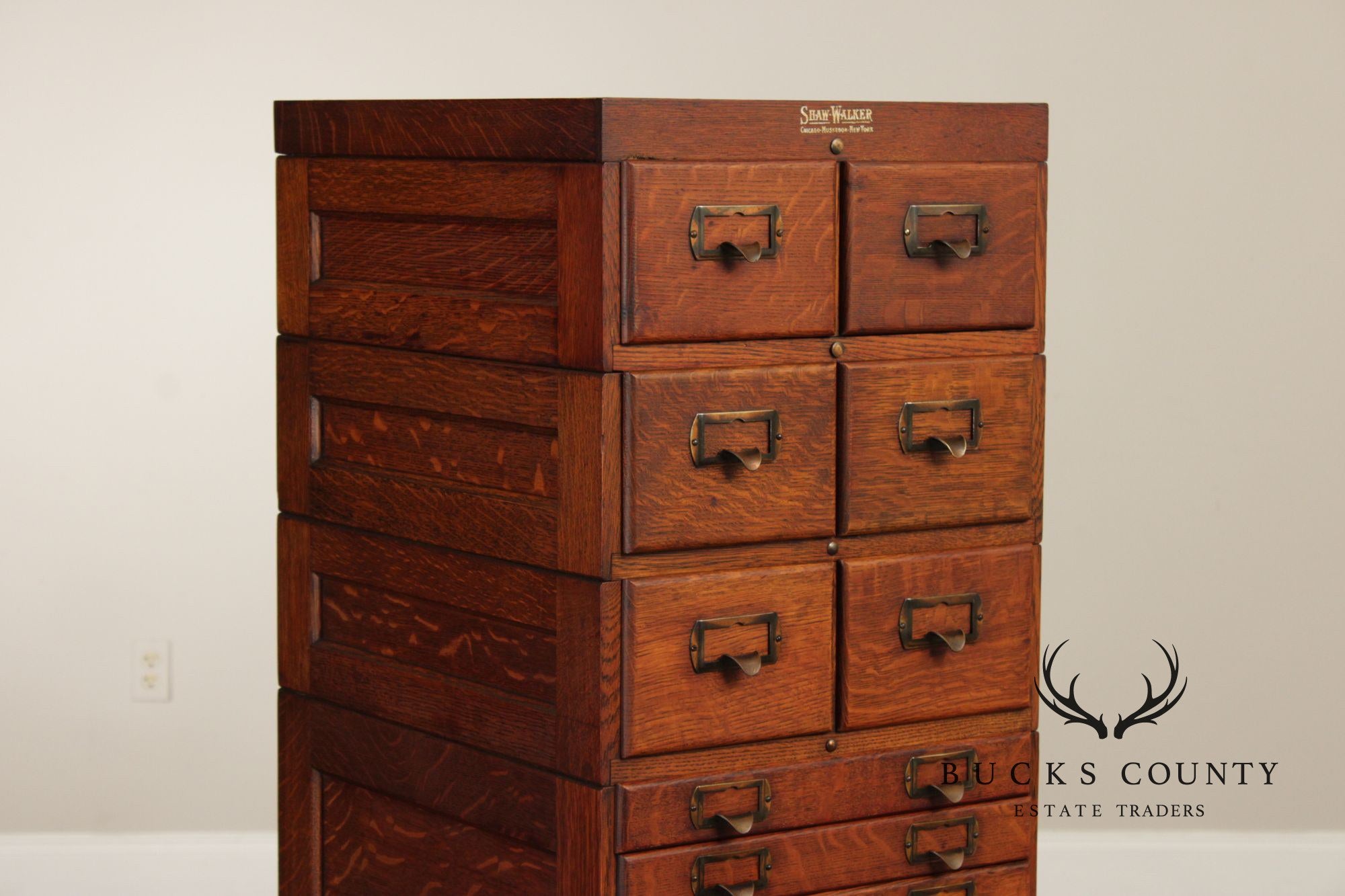 Shaw-Walker Oak File and Card Cabinet