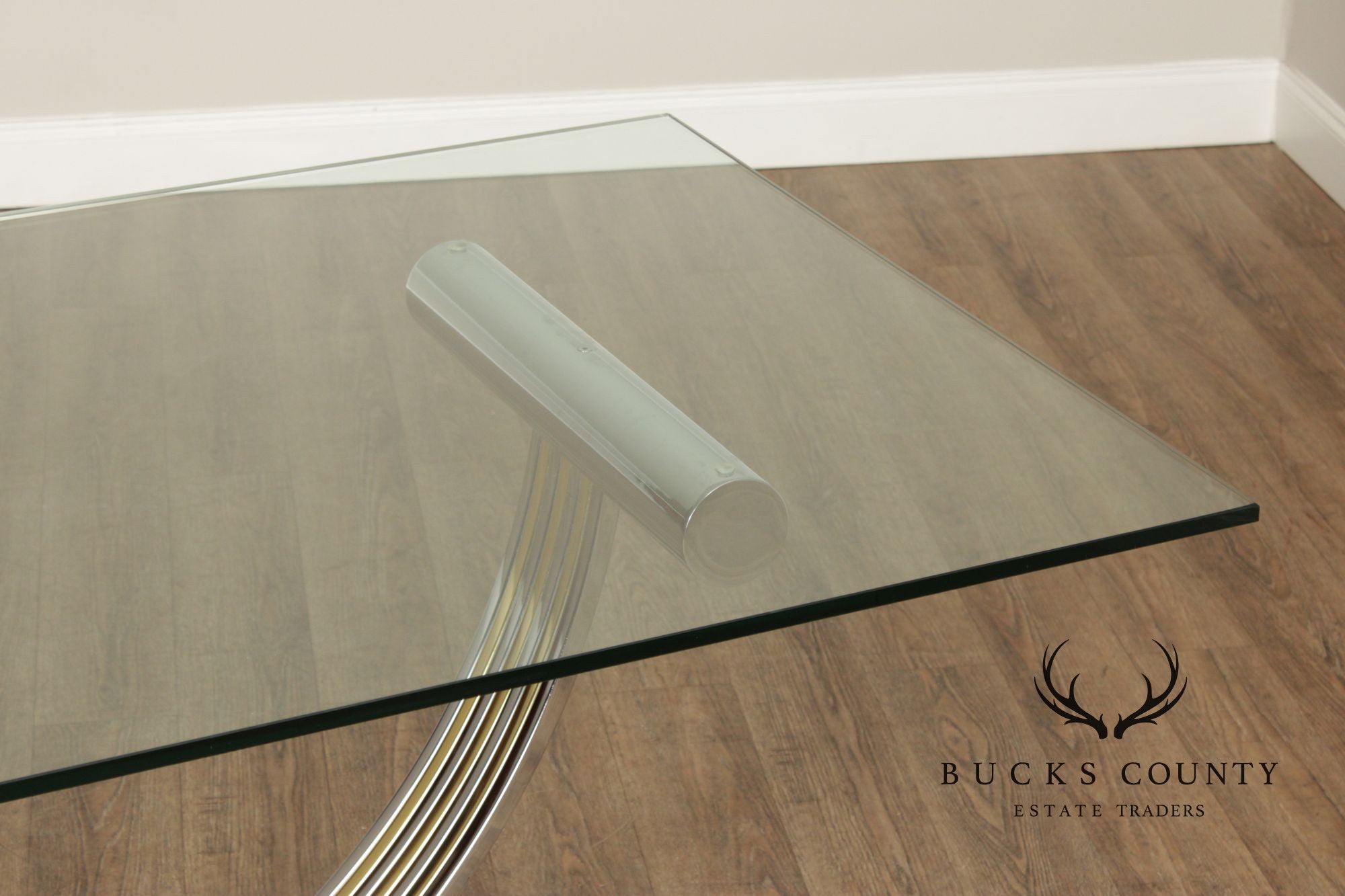 Italian Modern Glass Top Chrome Dining Table Renato Zevi