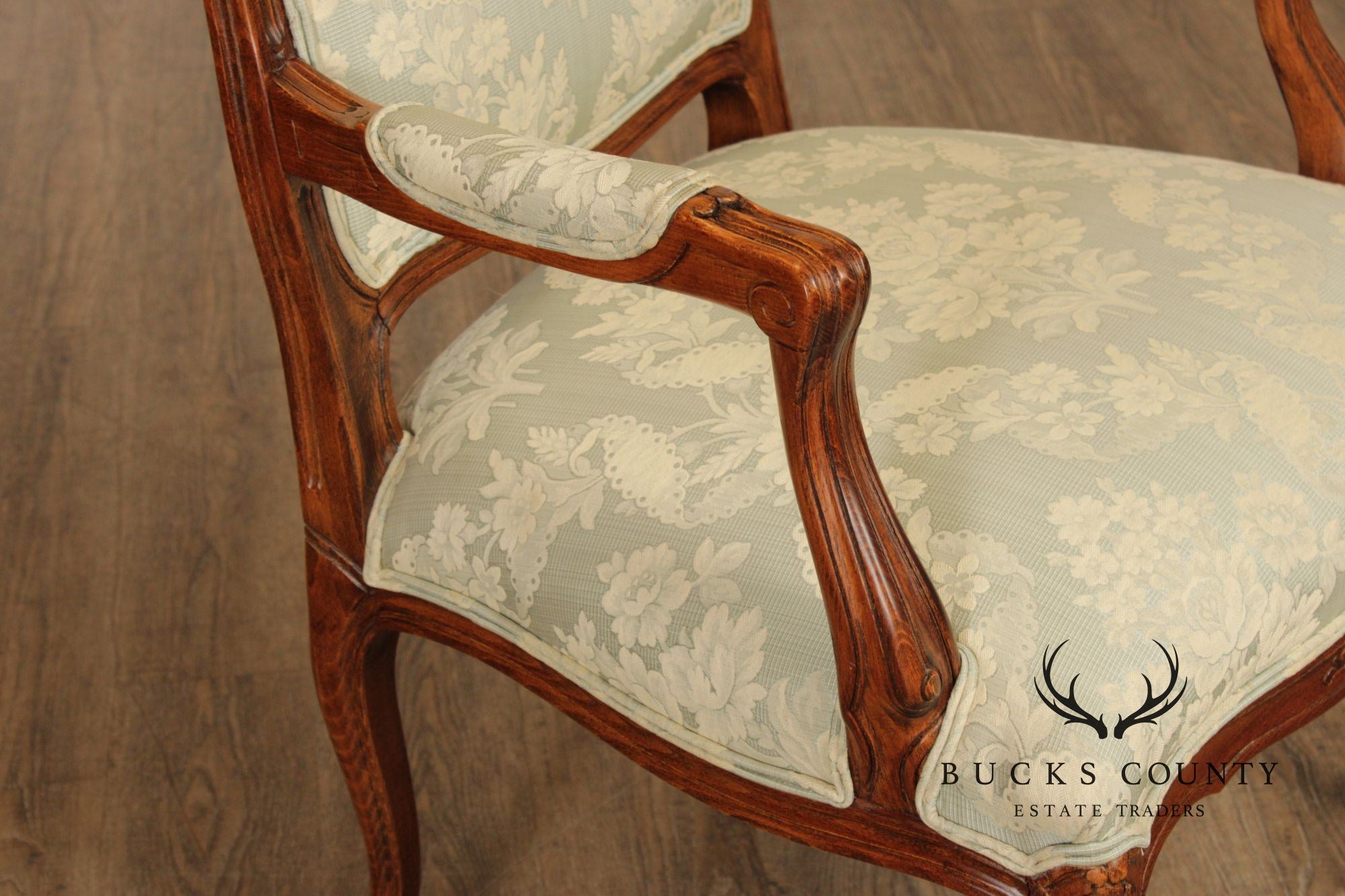 Ethan Allen French Louis XV Style Pair Fauteuil Armchairs