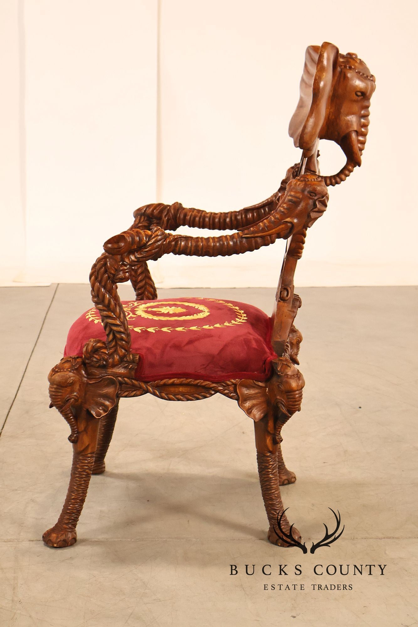 Anglo-Indian Set Of Four Carved Elephant Armchairs
