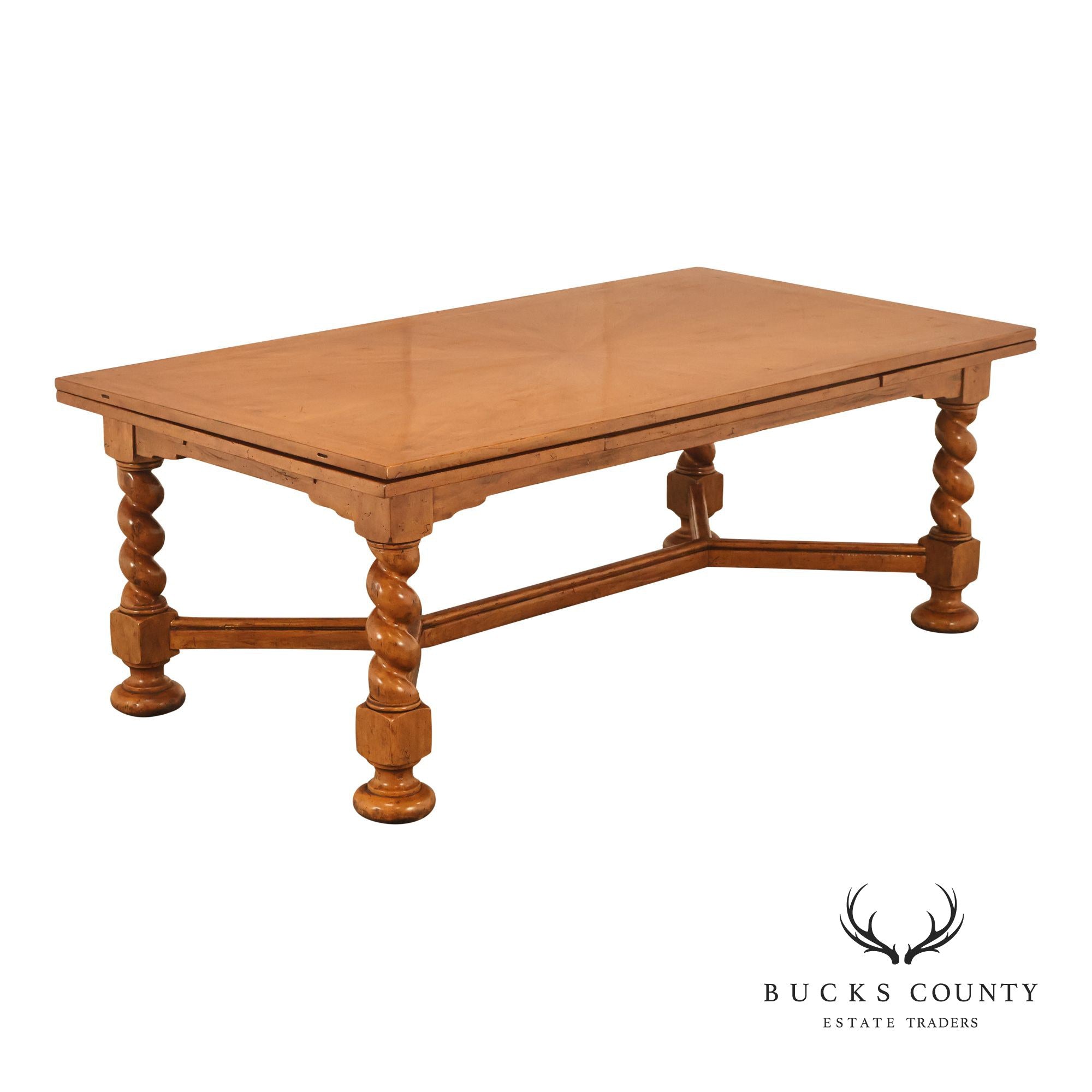 French Louis XIII Style Draw-Leaf Trestle Dining Table