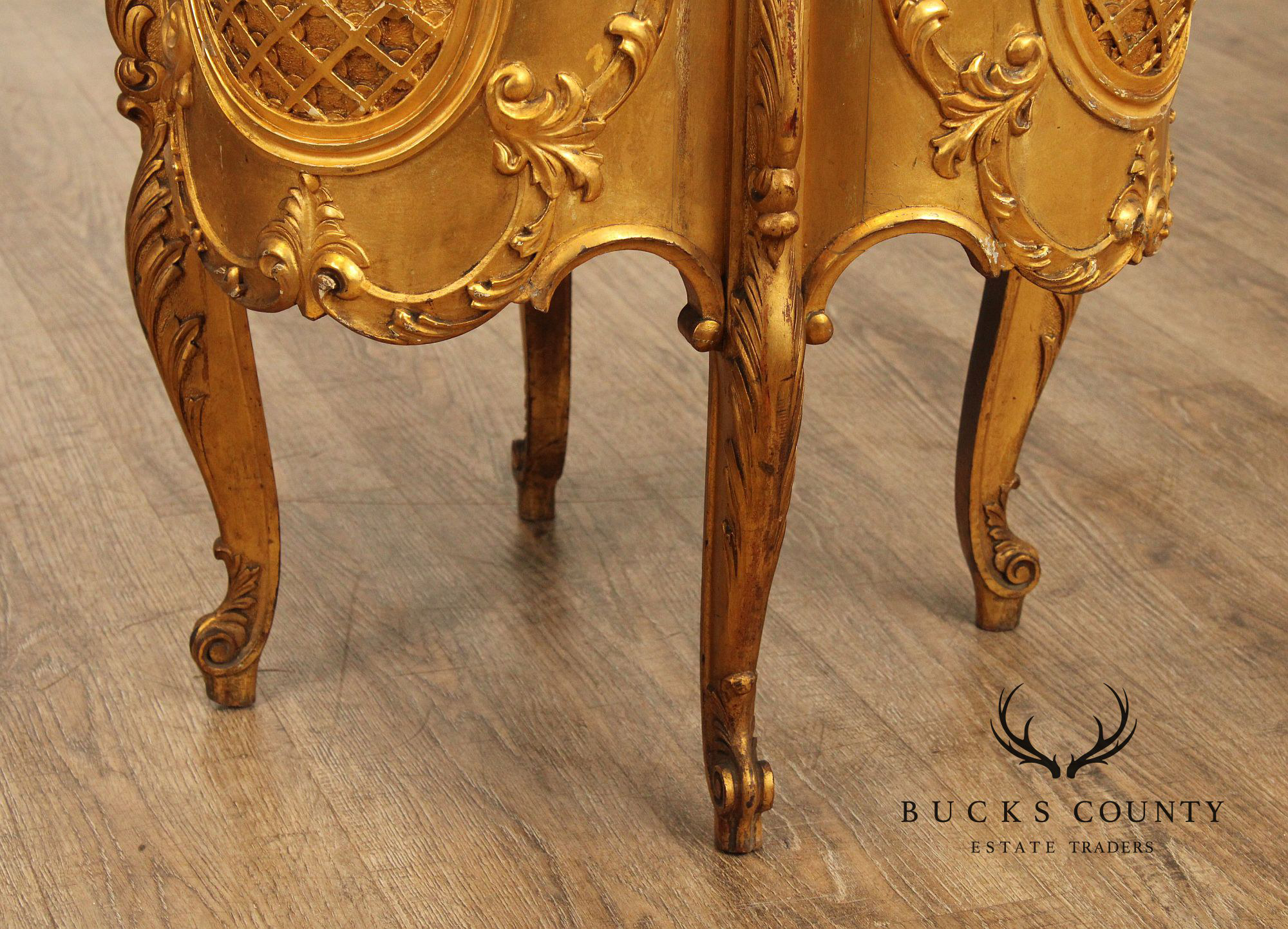 Rococo Style Giltwood Curio Cabinet With Glass Panels