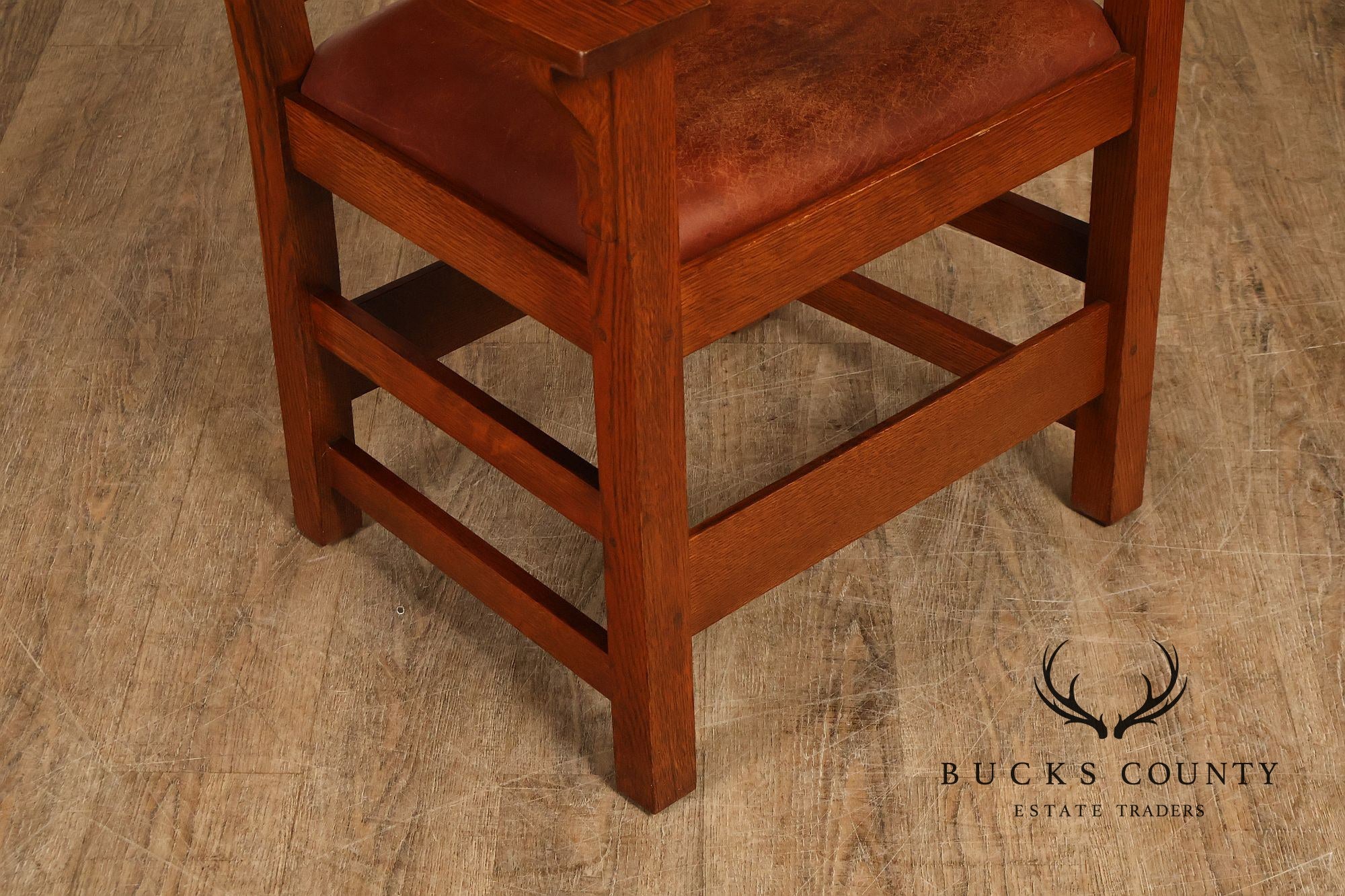 Stickley Mission Collection Set of Six Oak and Leather Dining Chairs