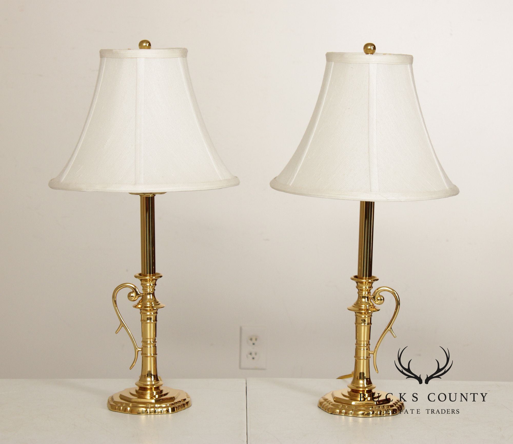 Vintage Pair of Brass Table Lamps
