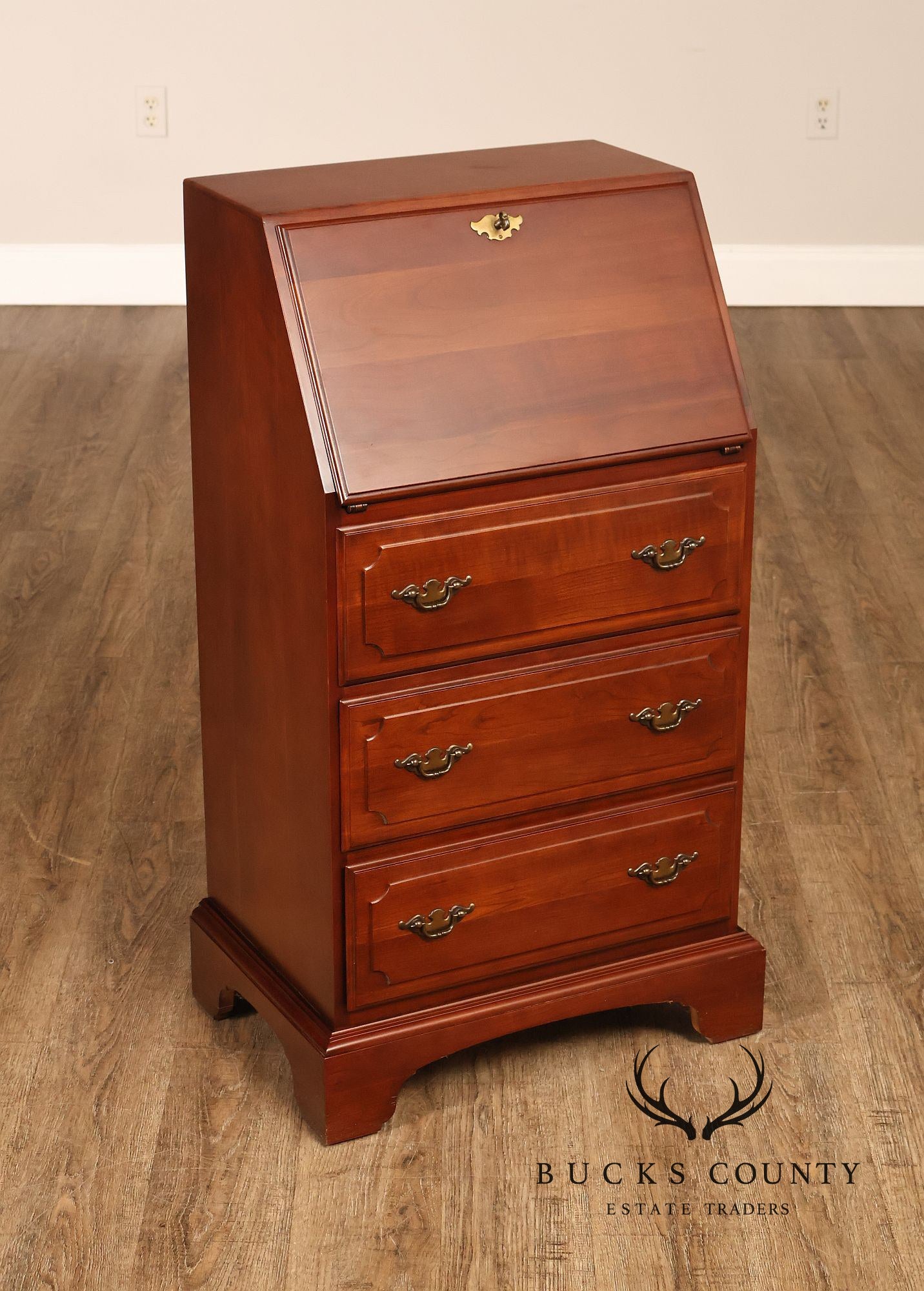 J.B. Van Sciver Co. Colonial Style Cherry Narrow Slant Front Desk