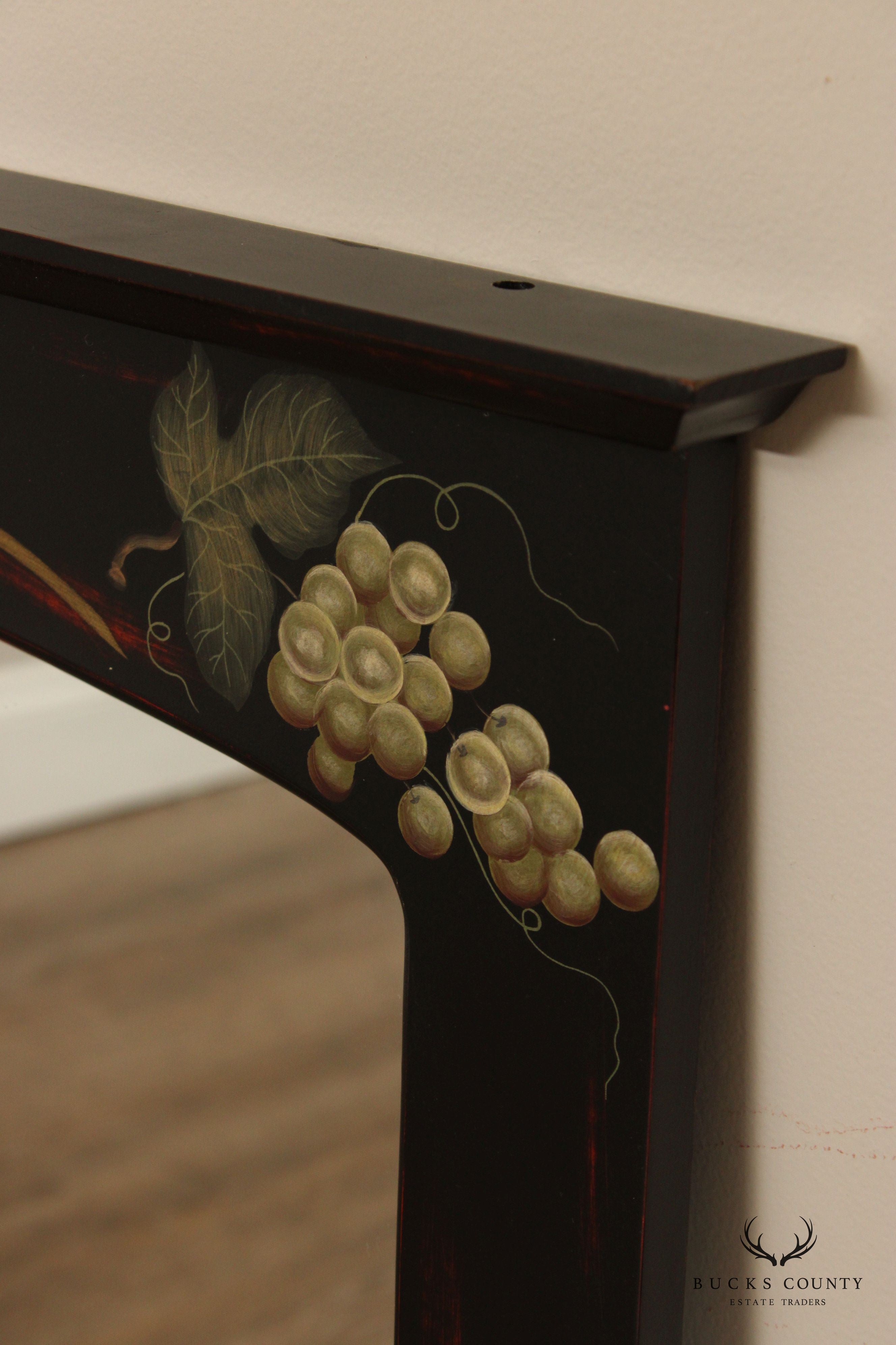 Painted Black Fruit Motif Wall Mirror