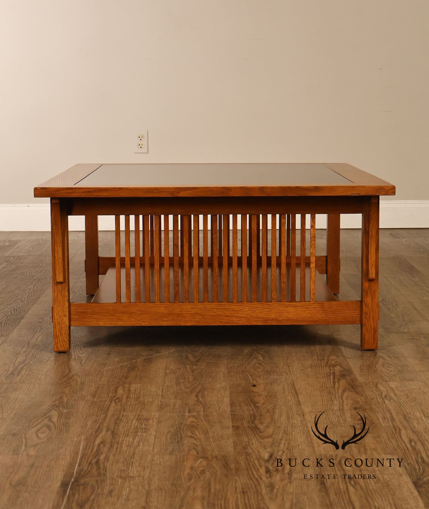 Stickley Mission Collection Glass Top Oak Cocktail Table