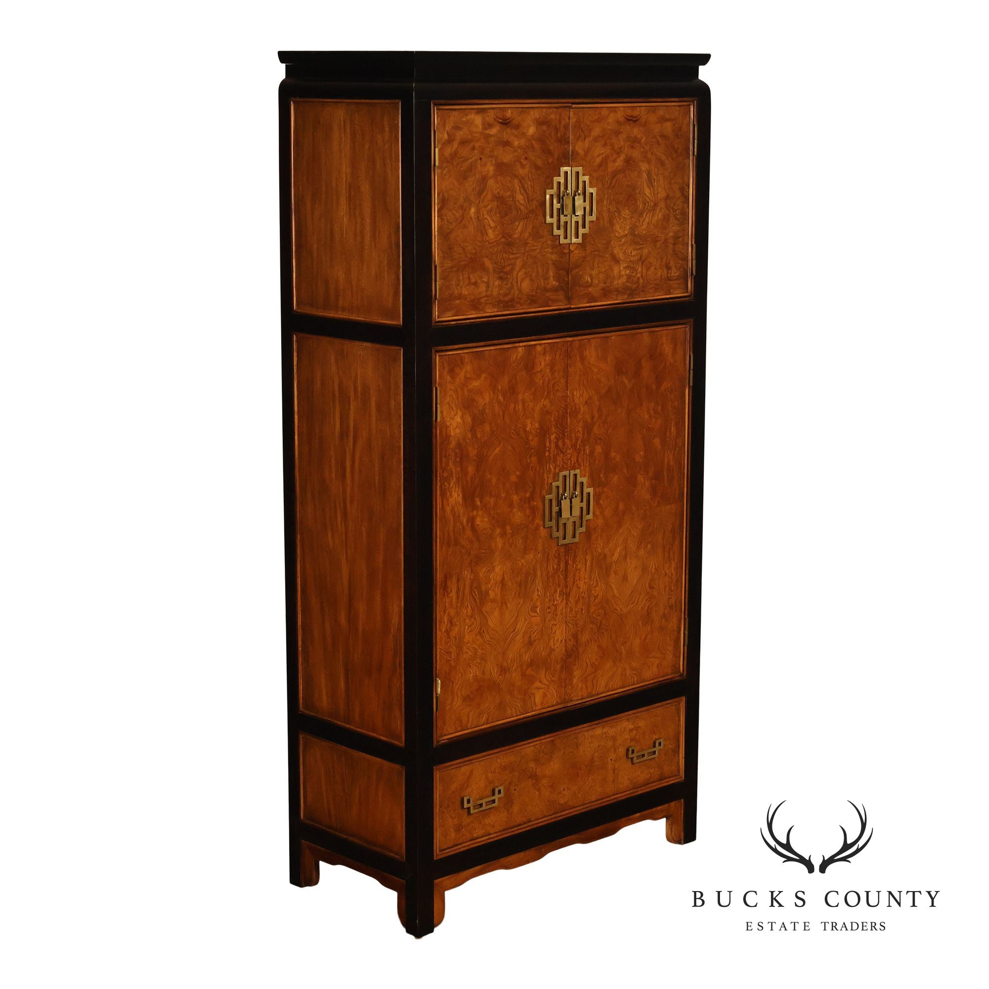 Century Chin Hua Furniture Asian Style Burl Wood Cabinet Armoire