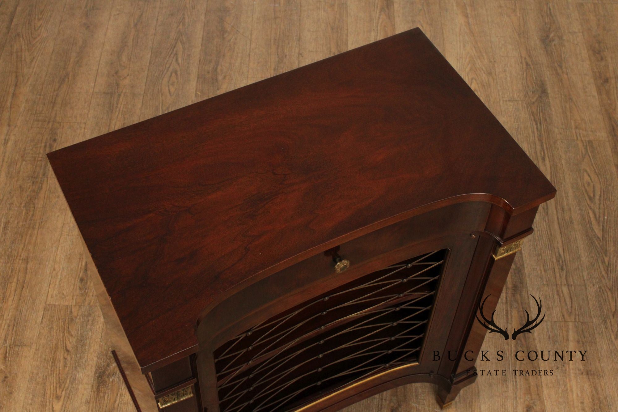 Regency Style Quality Vintage Pair of Mahogany Nightstands With Brass Accents