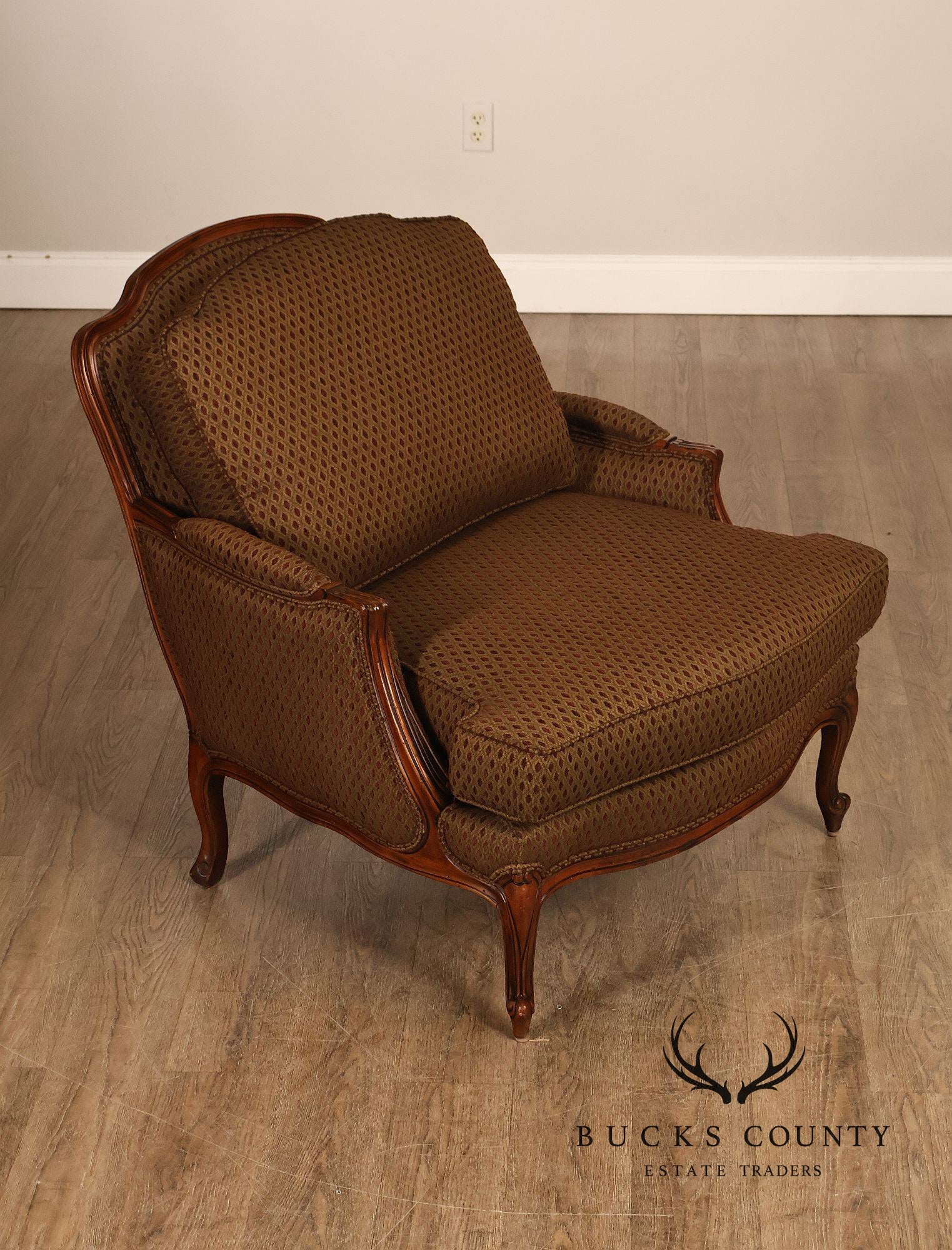 Ethan Allen French Louis XV Style 'Versailles' Armchair and Ottoman