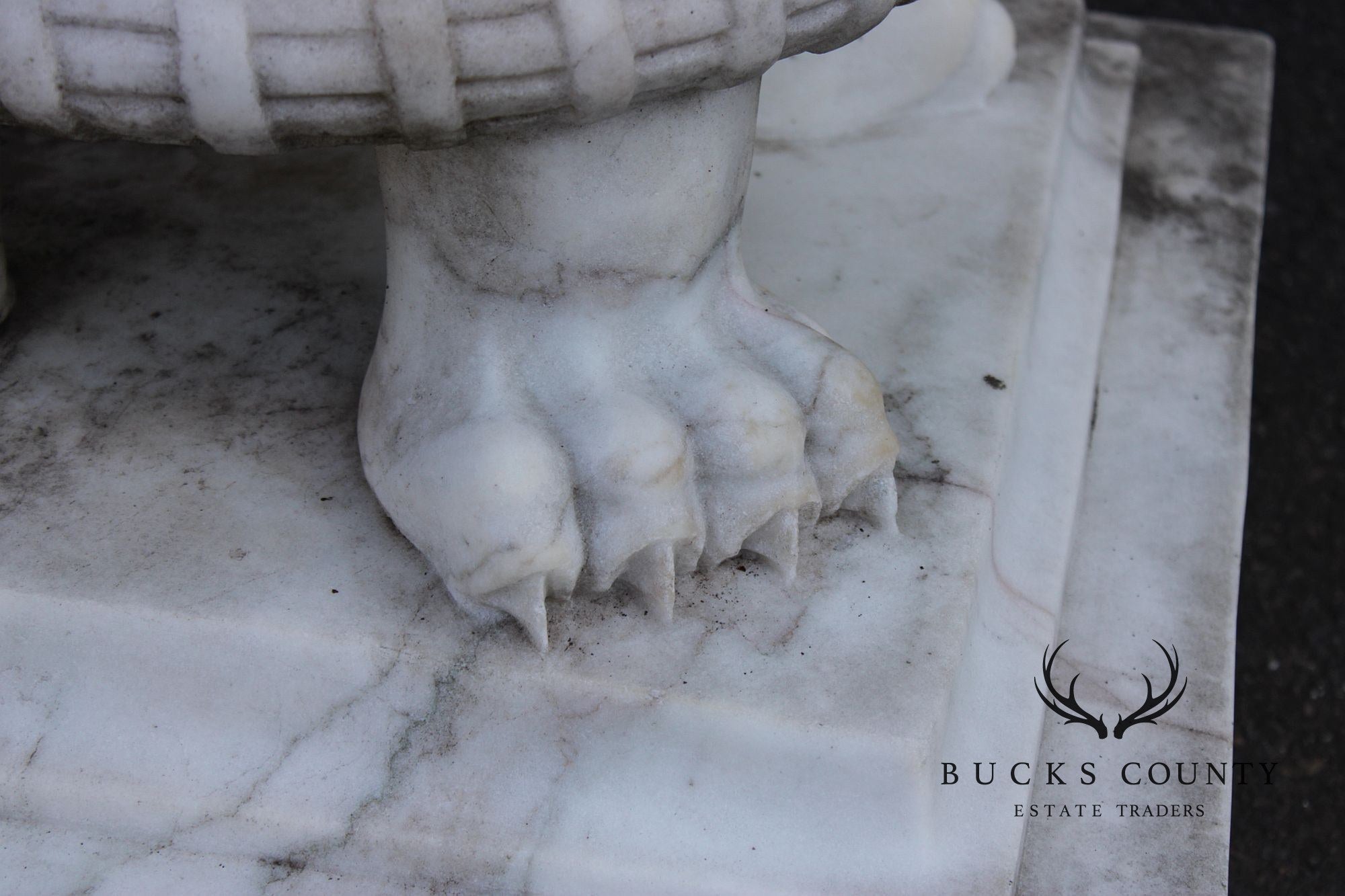 Georgian Style Large Vintage Carved Marble Garden Urn