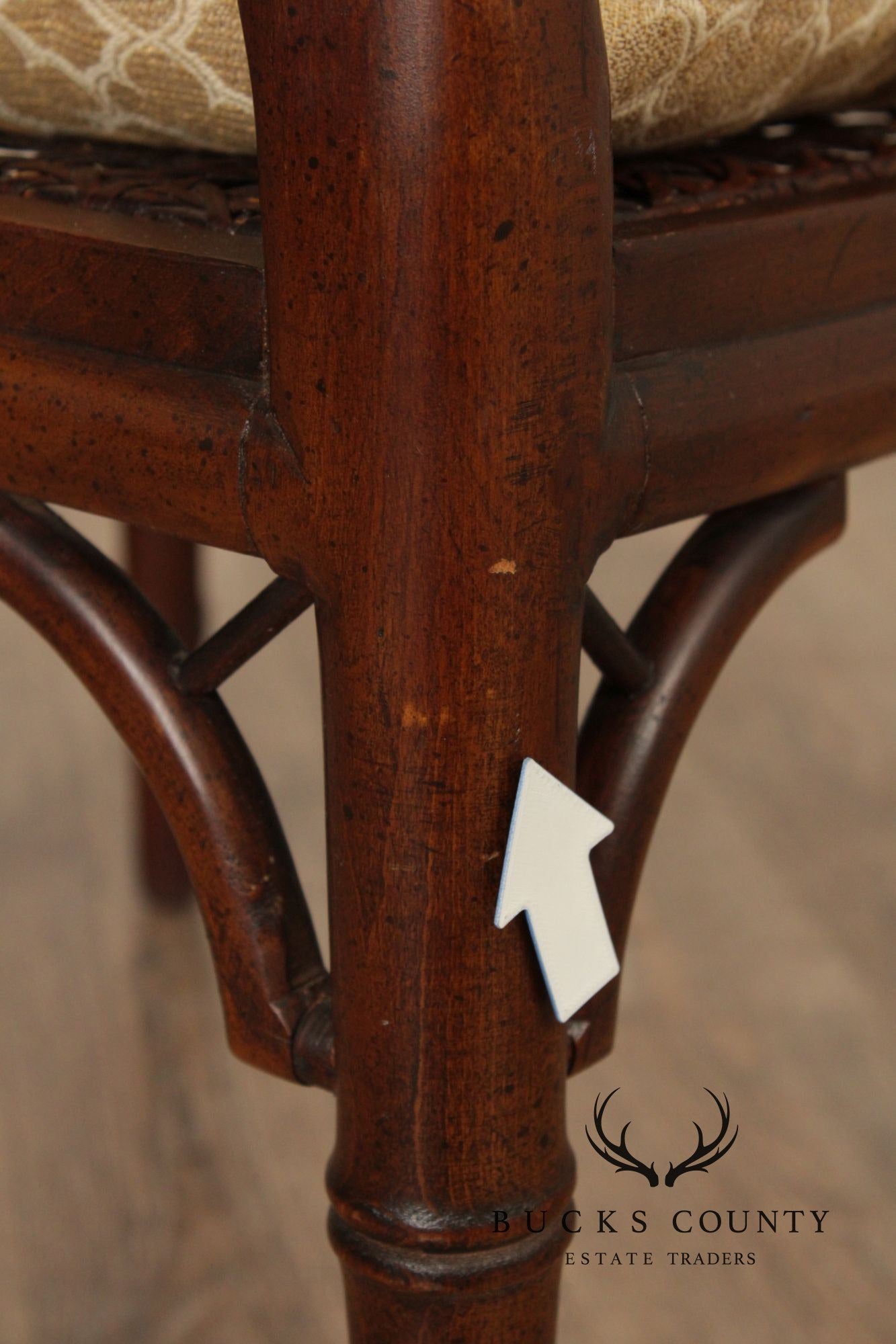 Hollywood Regency Caned Faux Bamboo Armchair