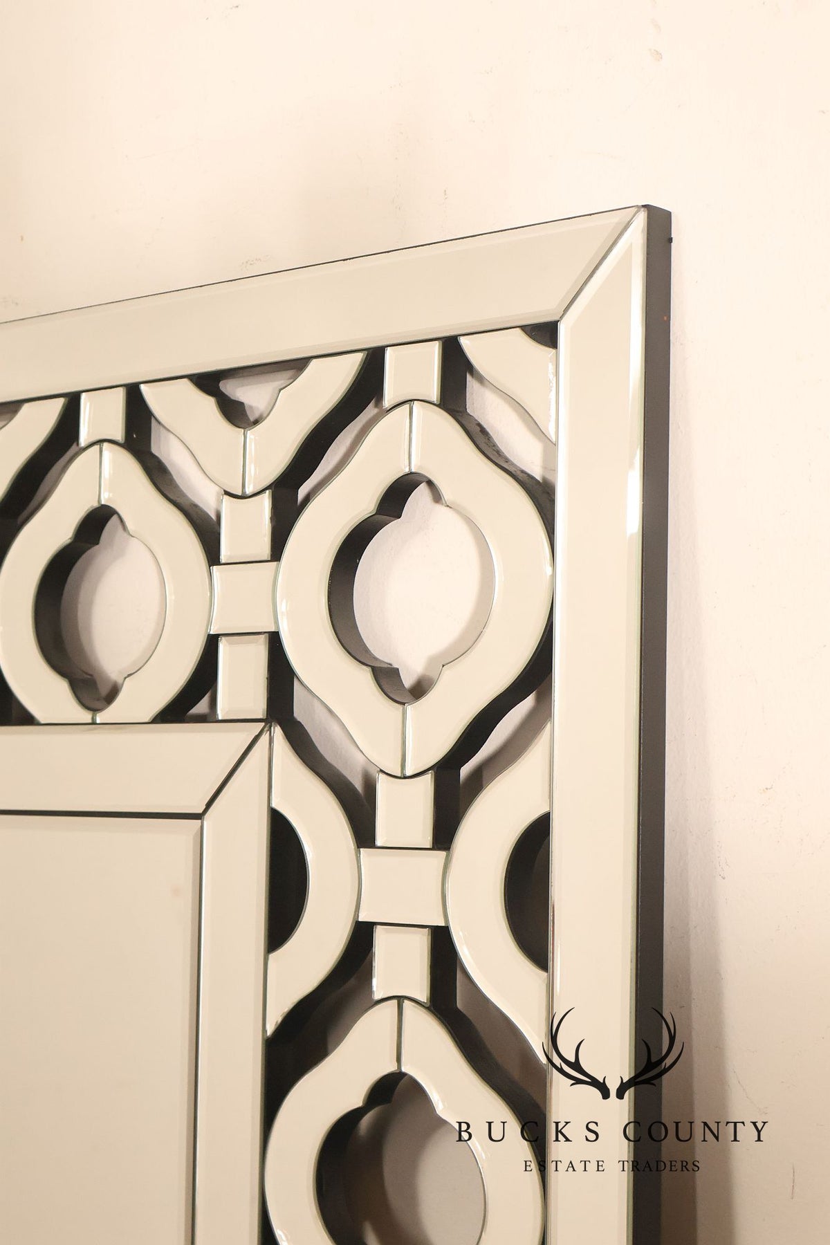 Bassett Hollywood Regency Wall Mirror With Geometric Fretwork