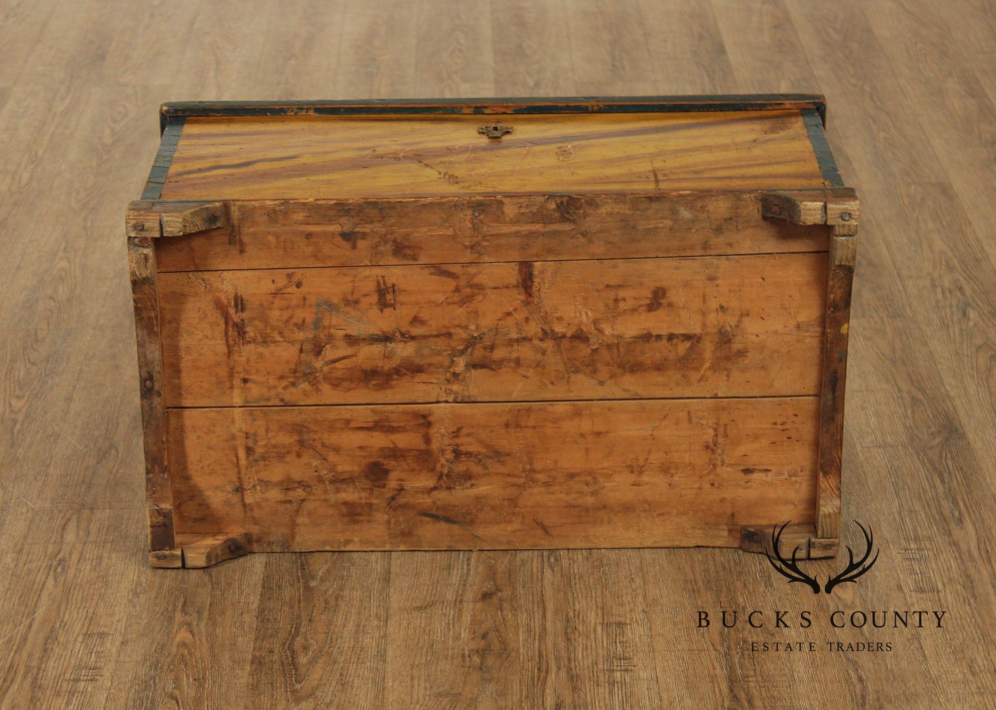 Antique Dome Top Grain Painted Pine Blanket Chest