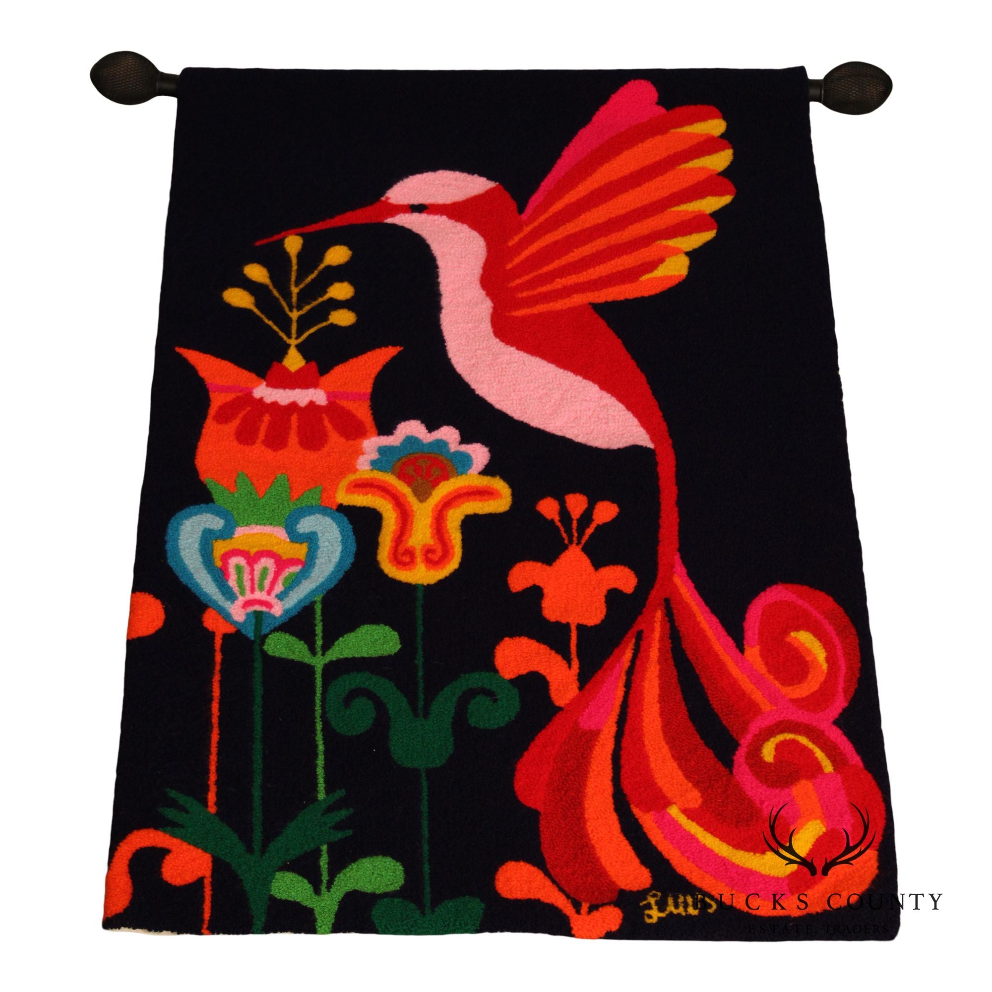 Luis Montiel Folk Art Hummingbird Tapestry