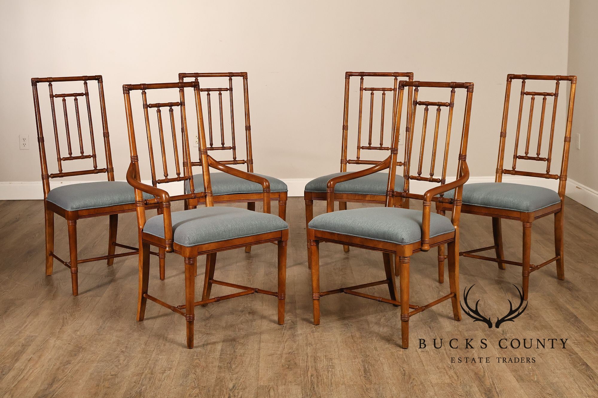Drexel Heritage Vintage Set of Six Faux Bamboo Dining Chairs