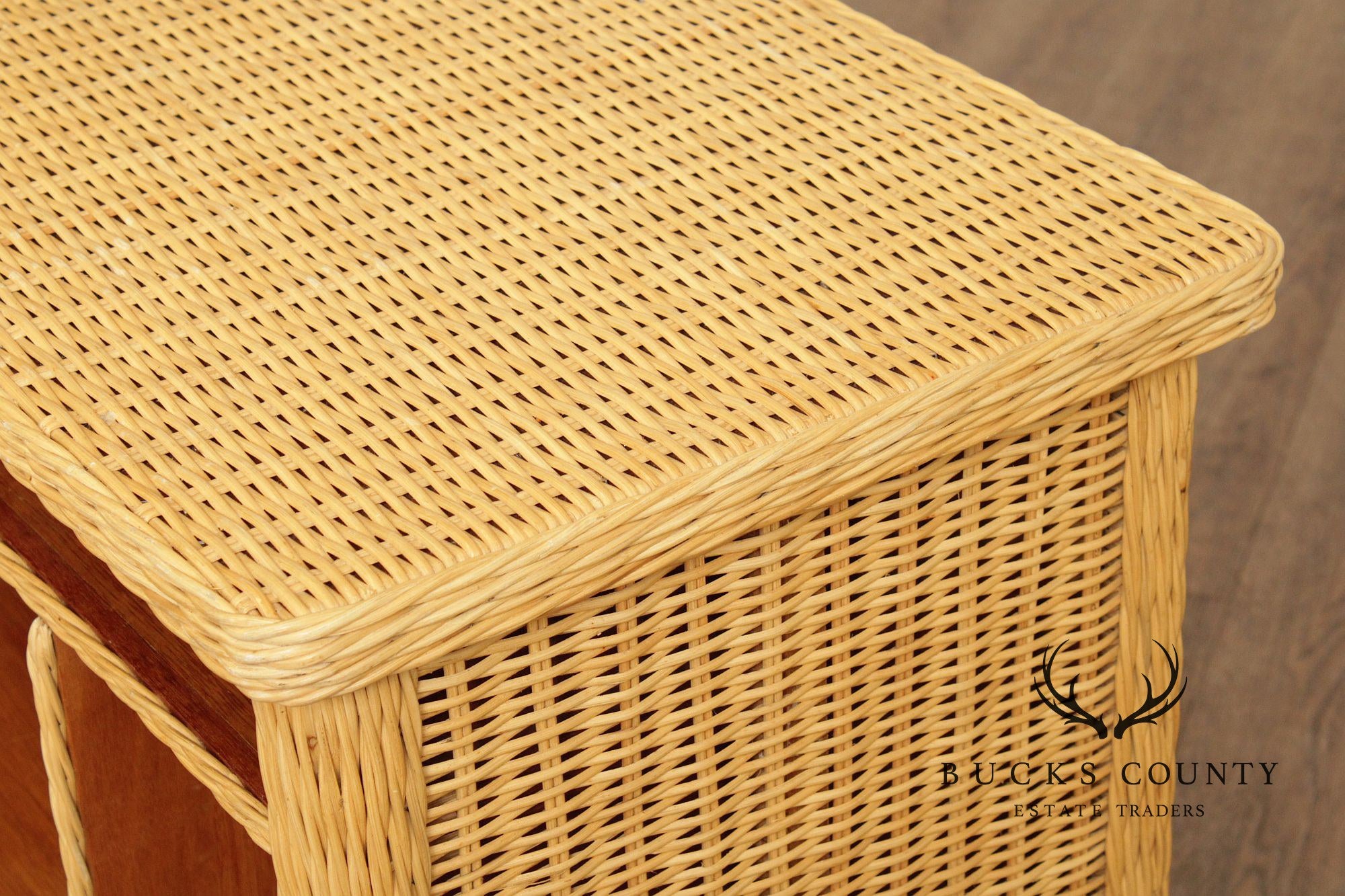 Vintage Wicker Computer Desk Console