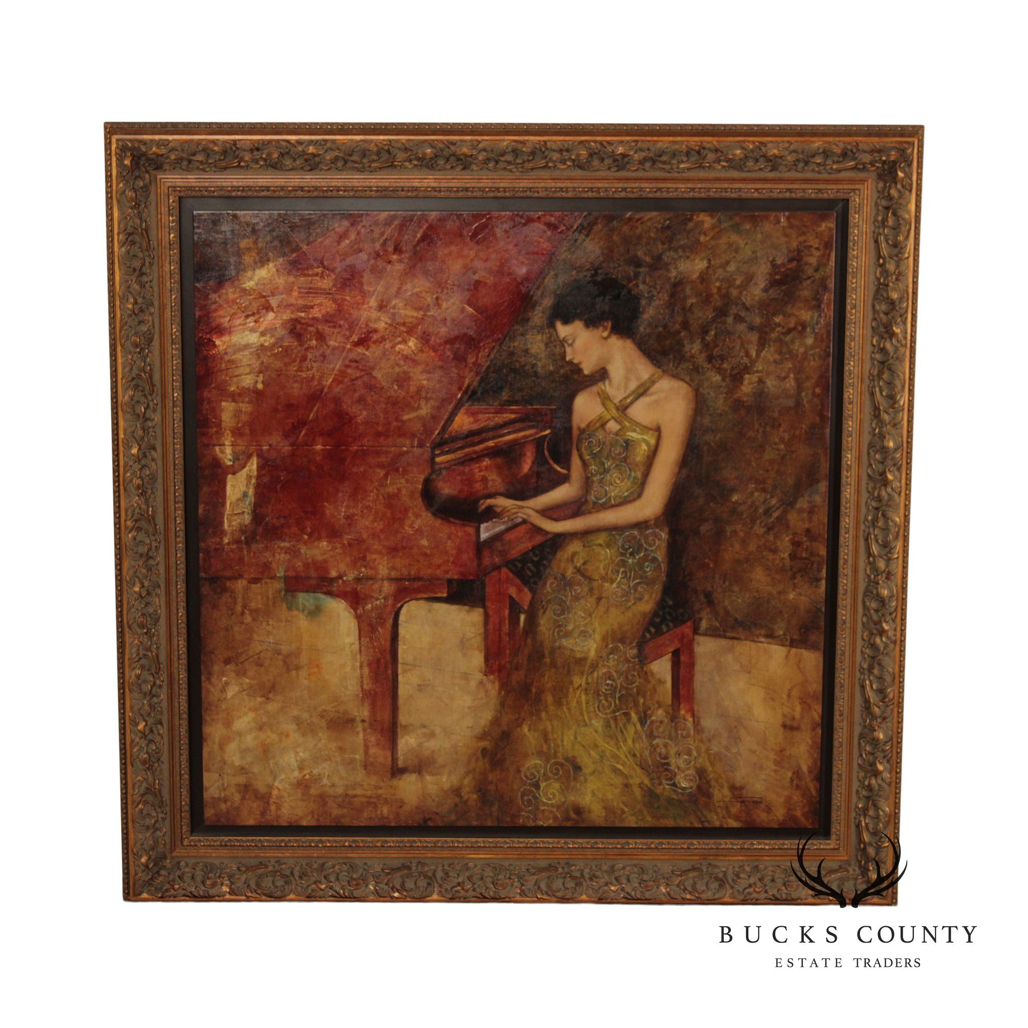 Francois Fressinier 'Piano Sonata' Large Serigraph on Canvas