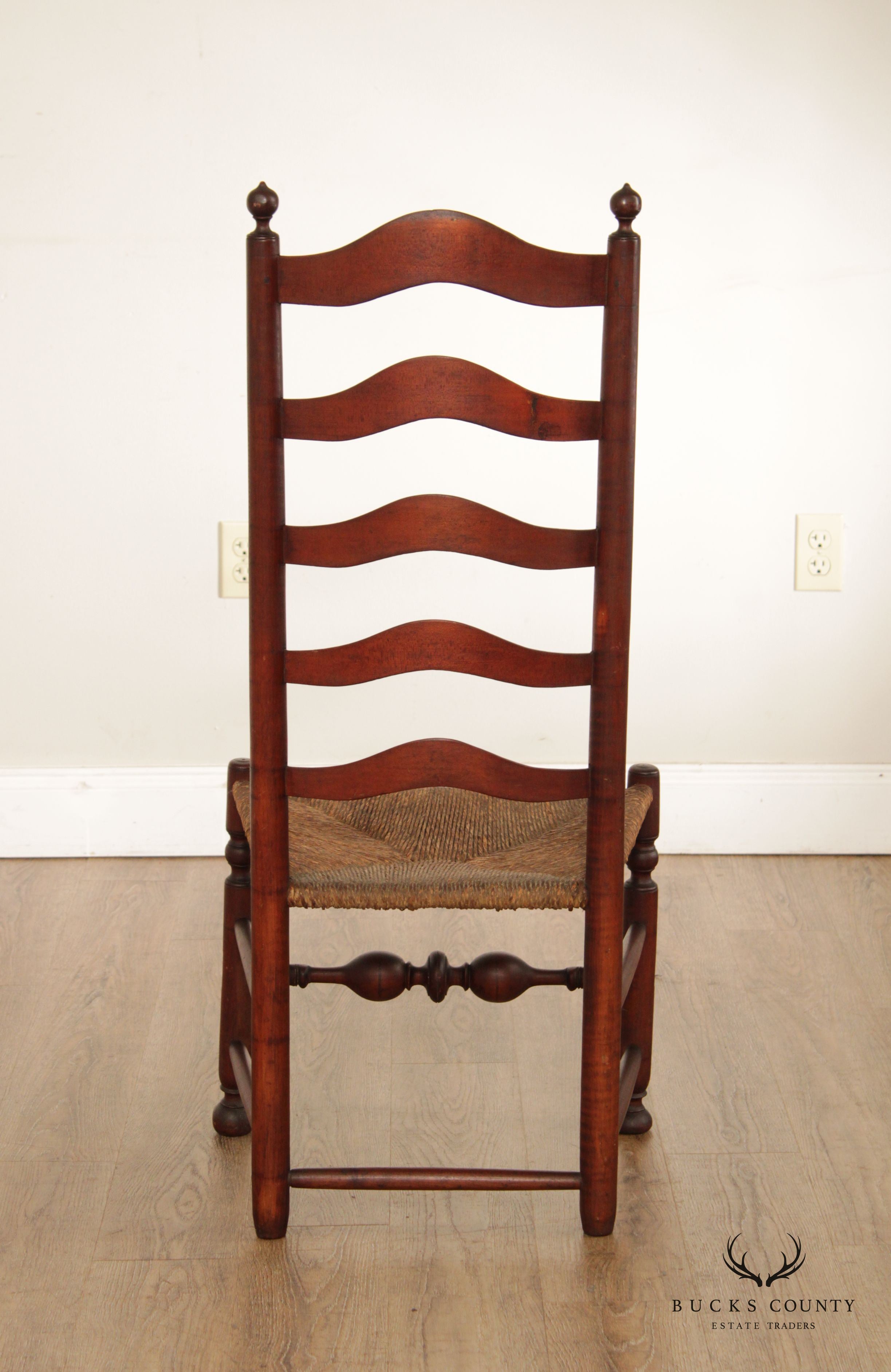 Antique Shaker Ladder Back Rush Seat Chair