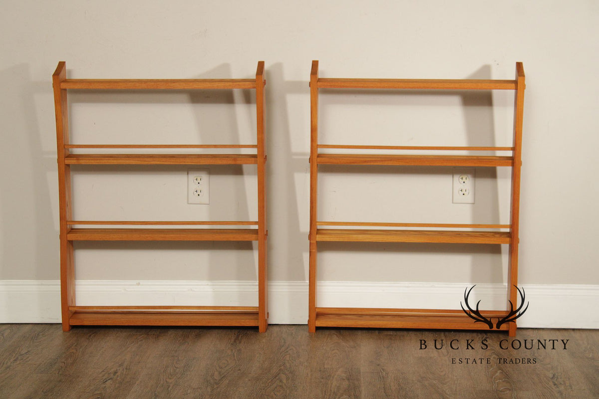 Mission Oak Arts And Crafts Pair Of Wall Mounted Bookshelves