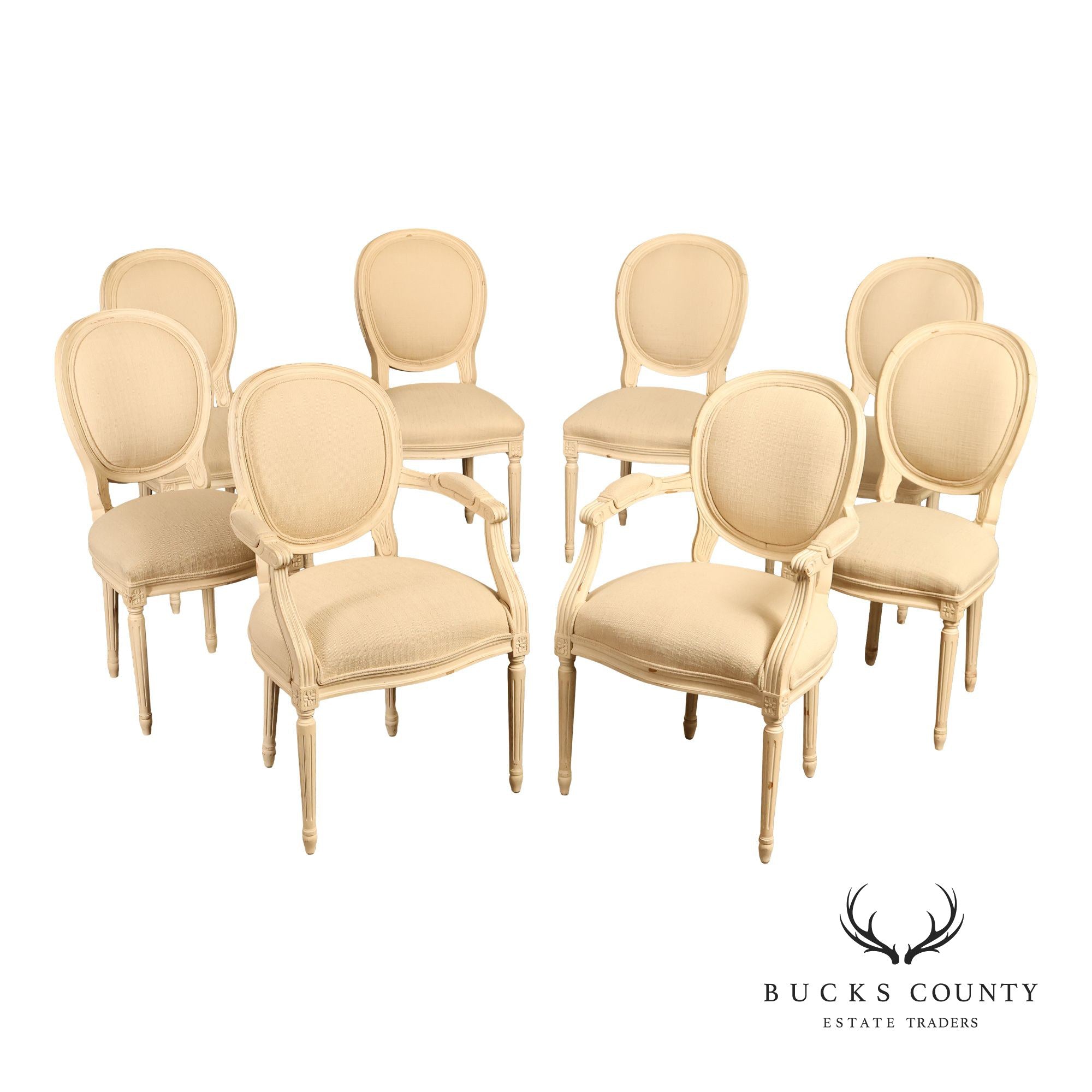 Century Furniture Set Of 8 Louis XVI Style Painted Dining Chairs