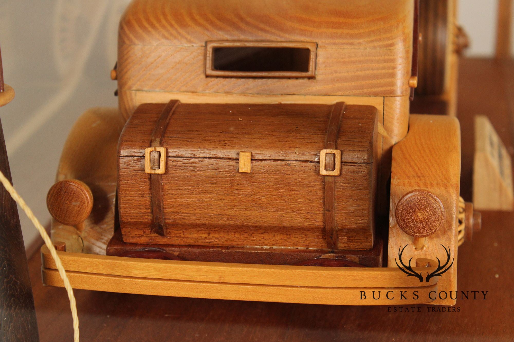 Carved Wood 1930 Duesenberg Model J in Display Case