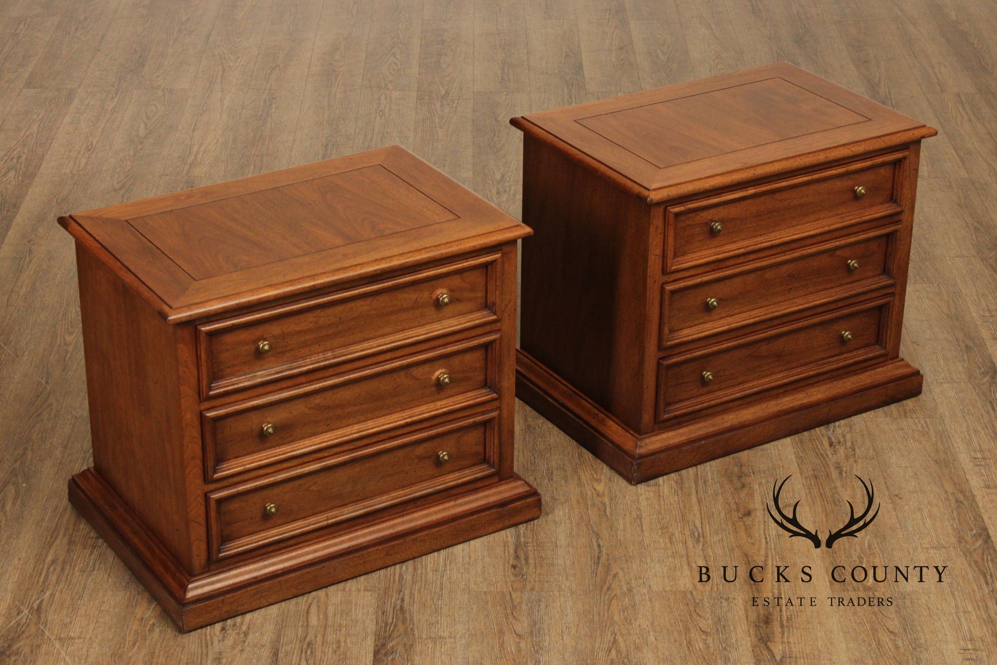 John Stuart Vintage Pair of Walnut Nightstands