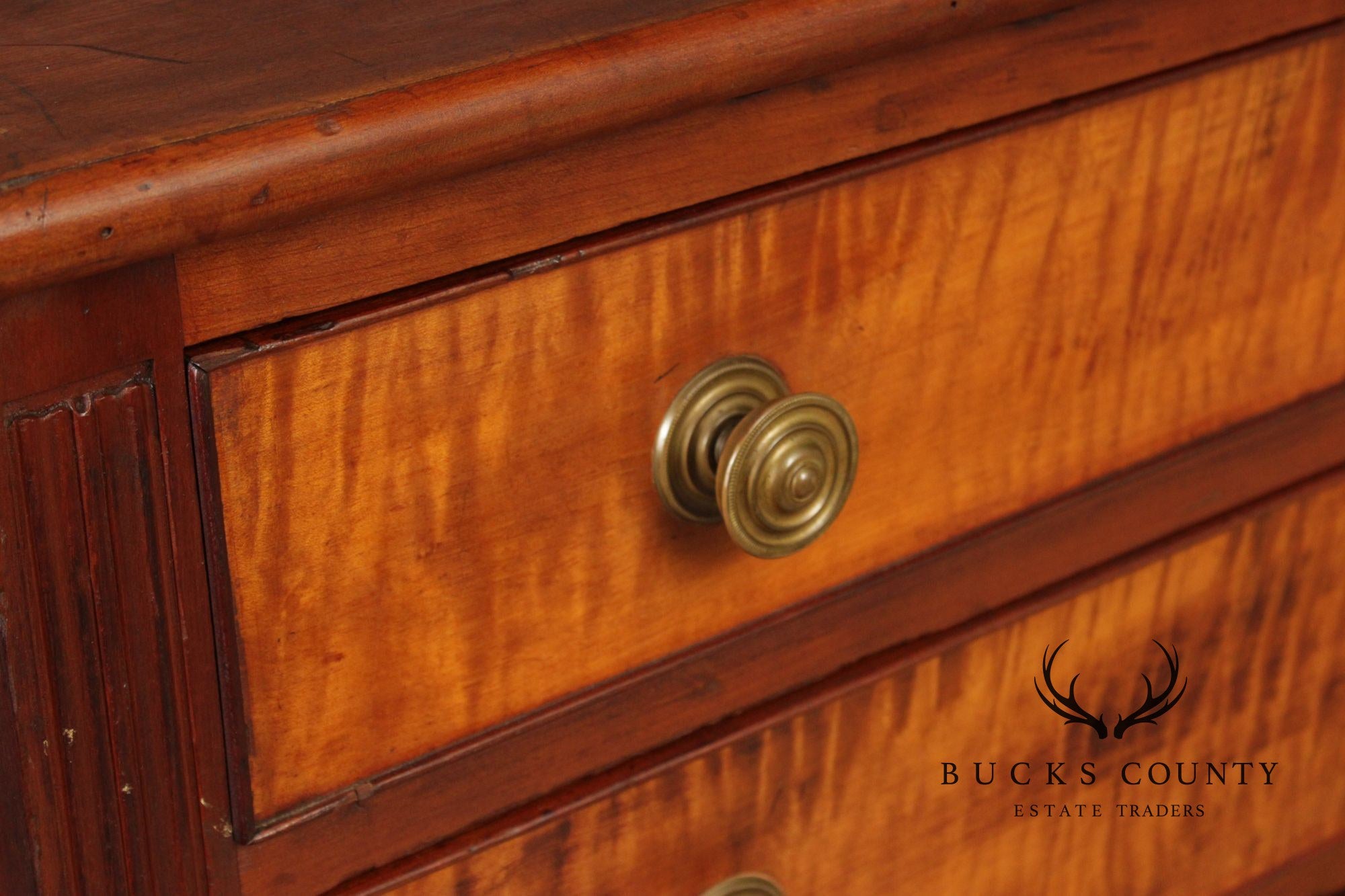 Antique American Federal Style Chest With Tiger Maple Drawer Fronts