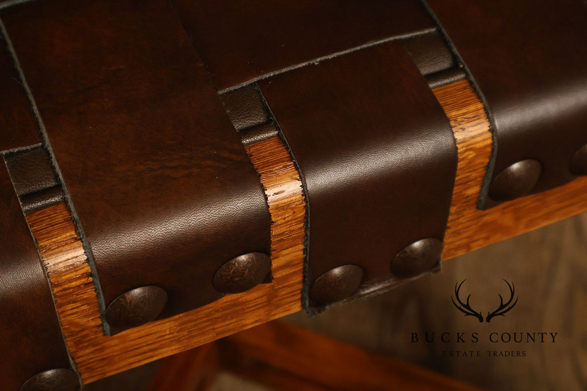 Stickley Little Treasures Mission Oak Woven Leather Stool