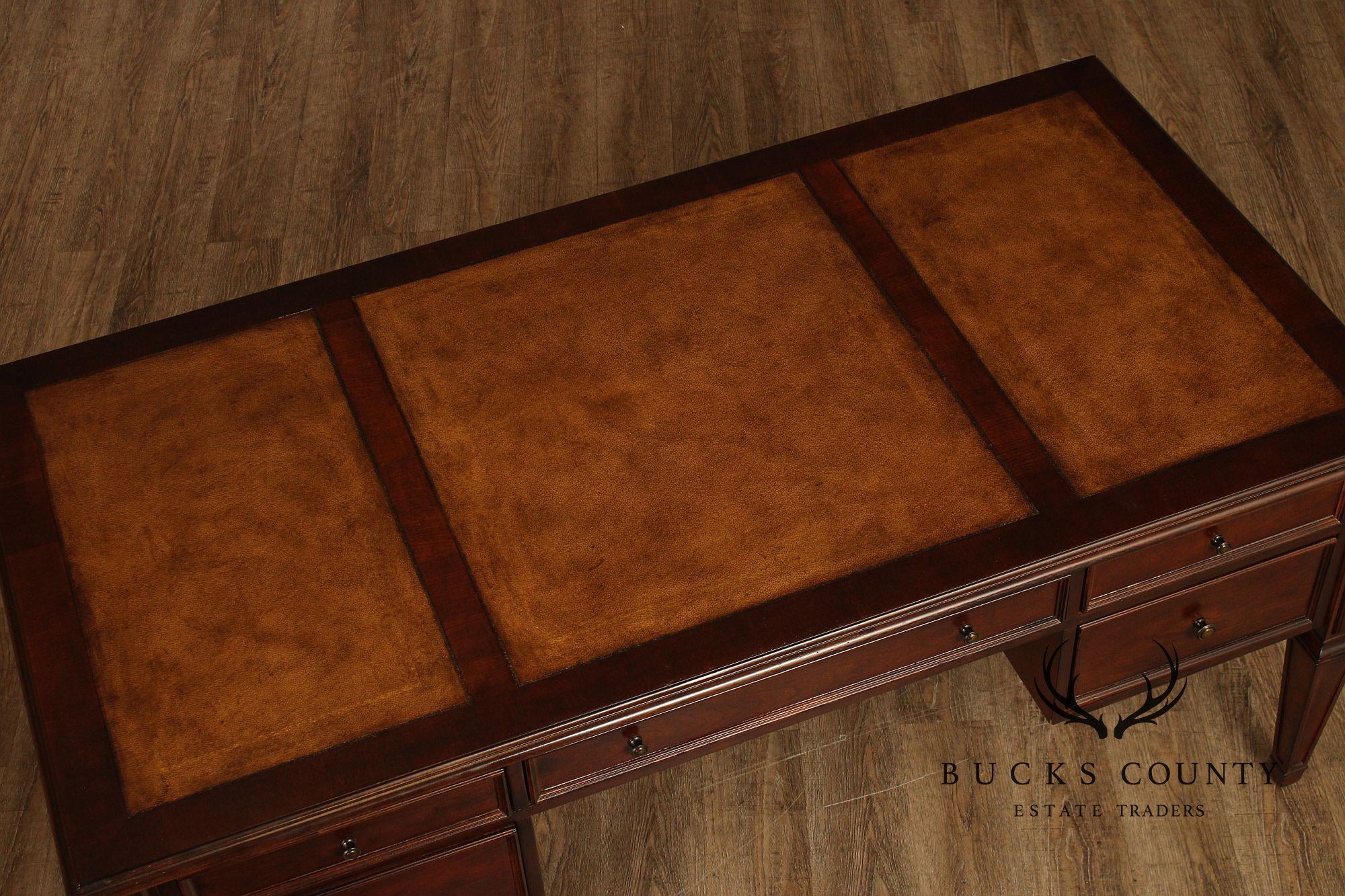 Ethan Allen Leather Top Cherry 'Buckley' Executive Desk