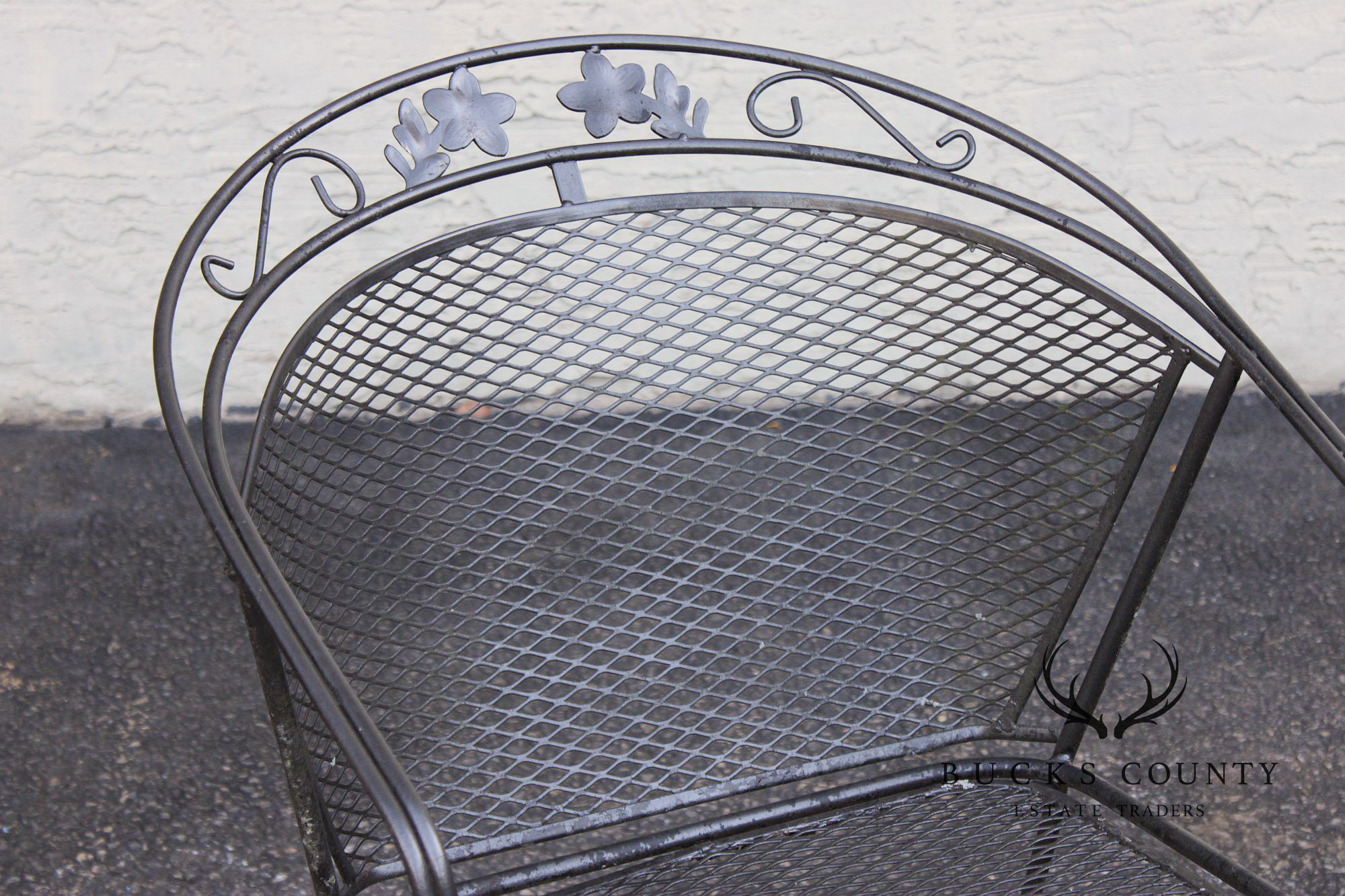 Vintage Wrought Iron Pair Of Patio Armchairs Chairs