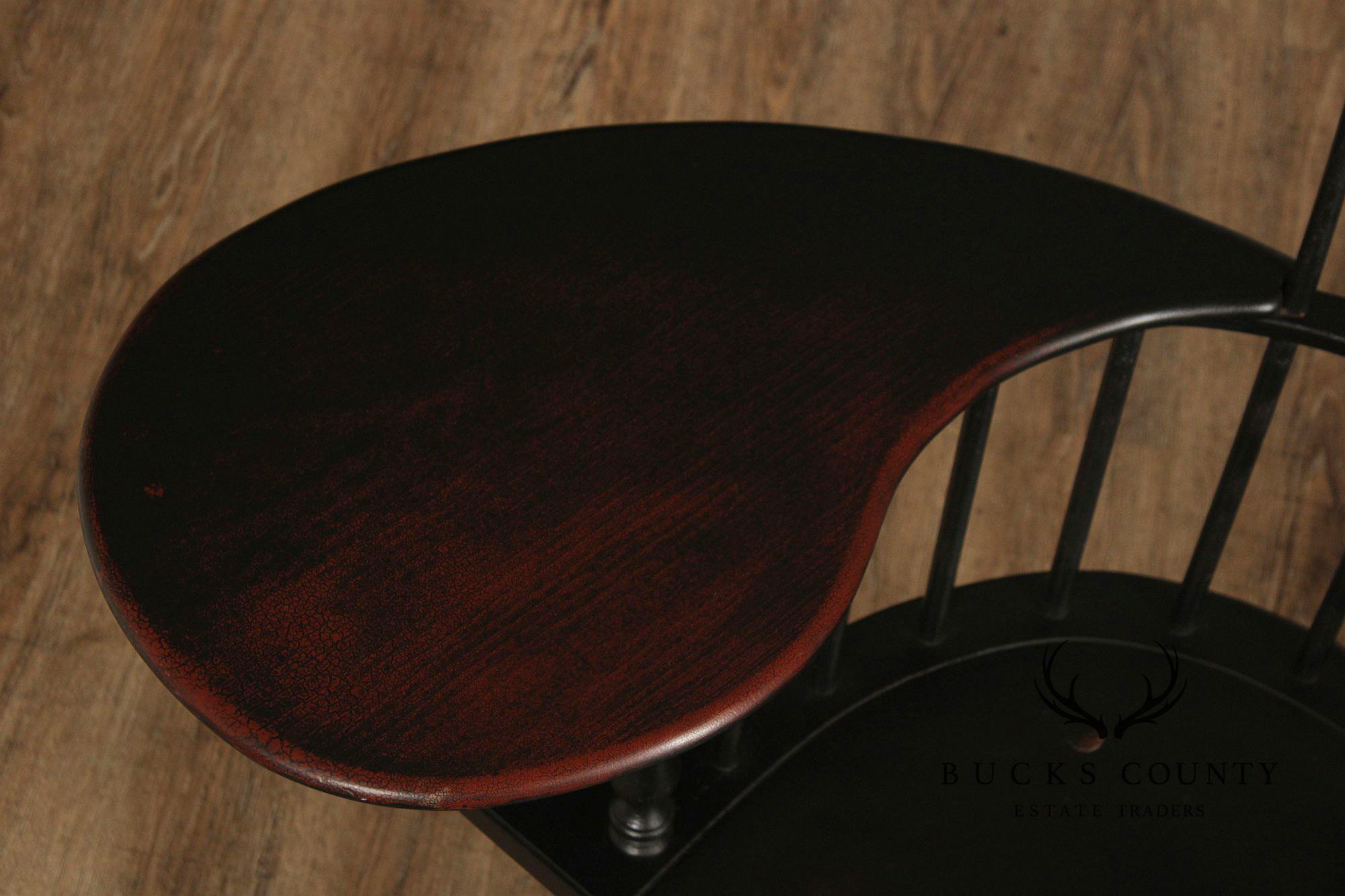 Quality Antique Reproduction Black Painted Writing Arm Windsor Chair