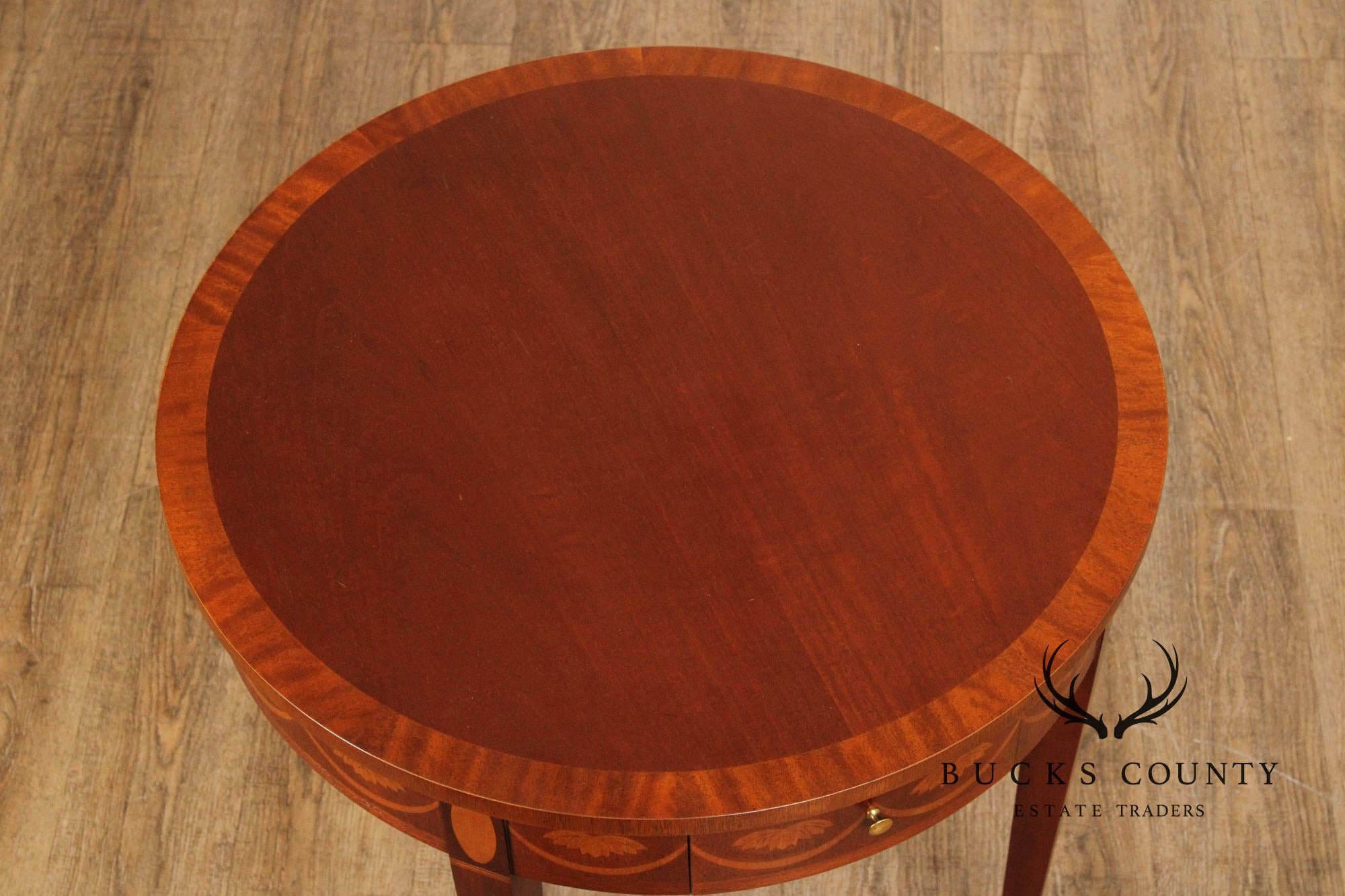 Baker Federal Style Inlaid Mahogany Round Side Table