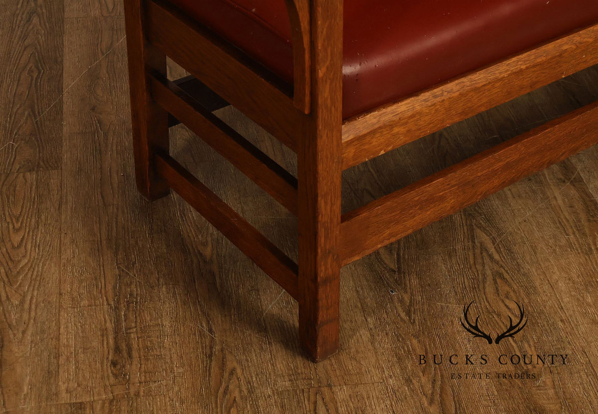 Antique L & J.G. Stickley Oak Slatted Bench