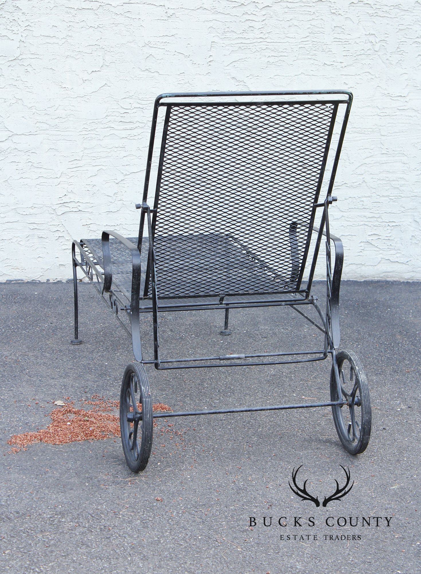 Vintage Wrought Iron Outdoor Patio Chaise Lounge