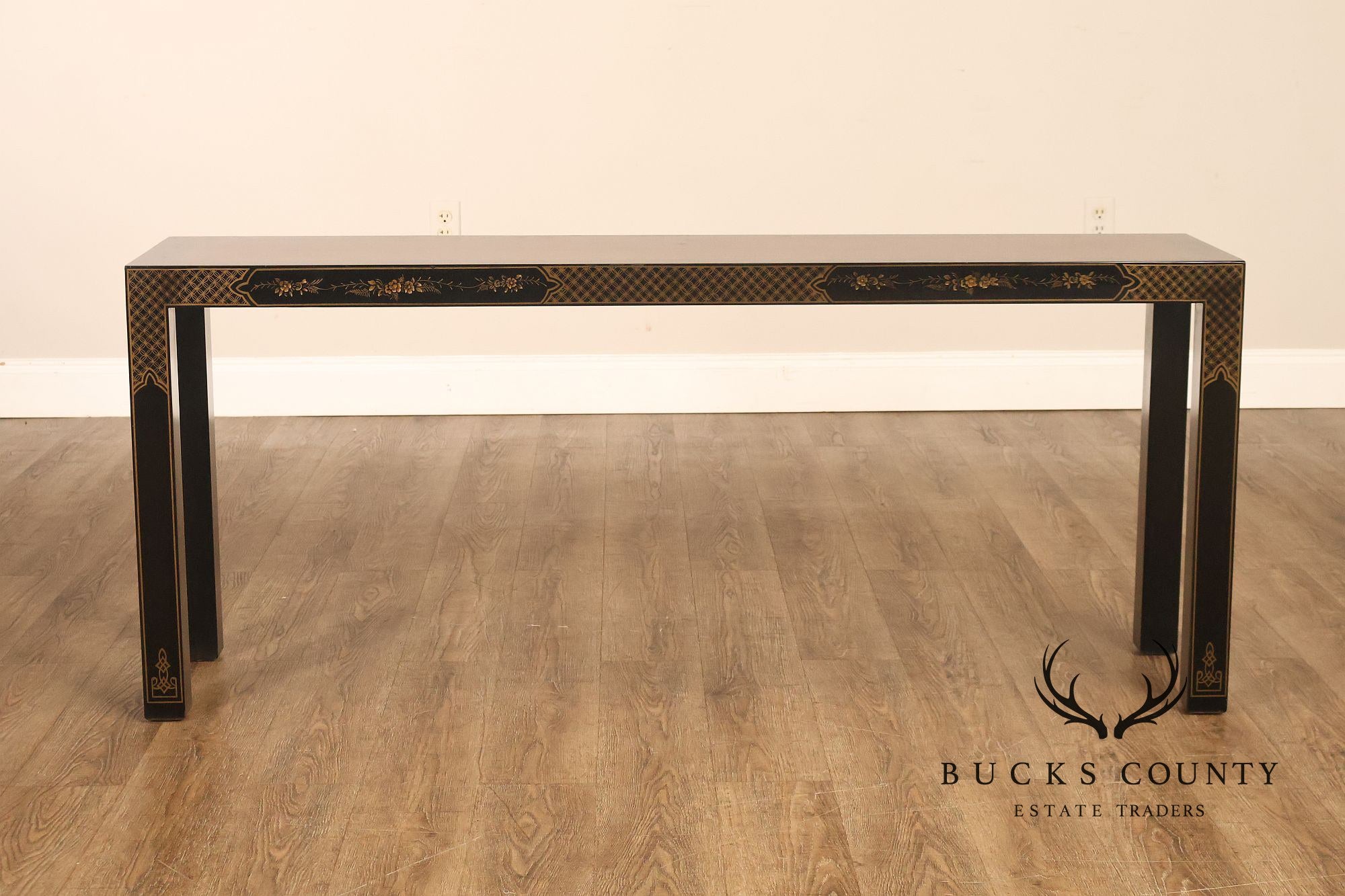 Drexel Heritage 'Et Cetera' Chinoiserie Painted Parsons Console Sofa Table