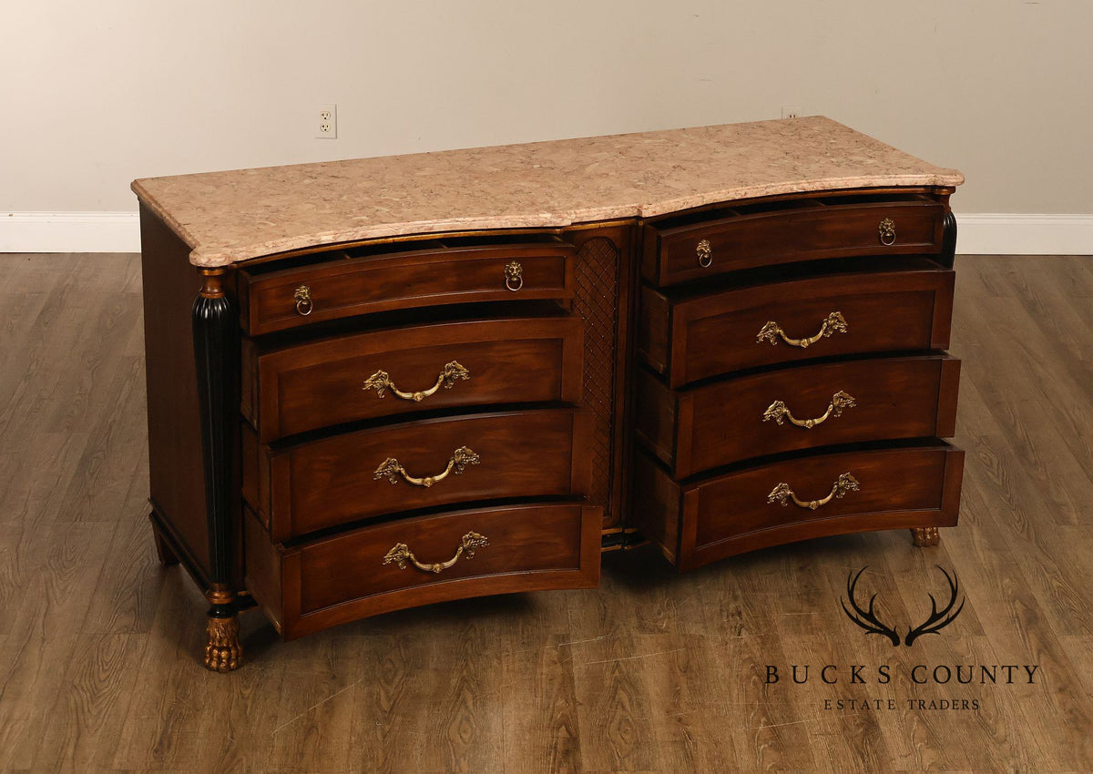 Marble Top Neoclassical Style Mahogany Dresser Buffet